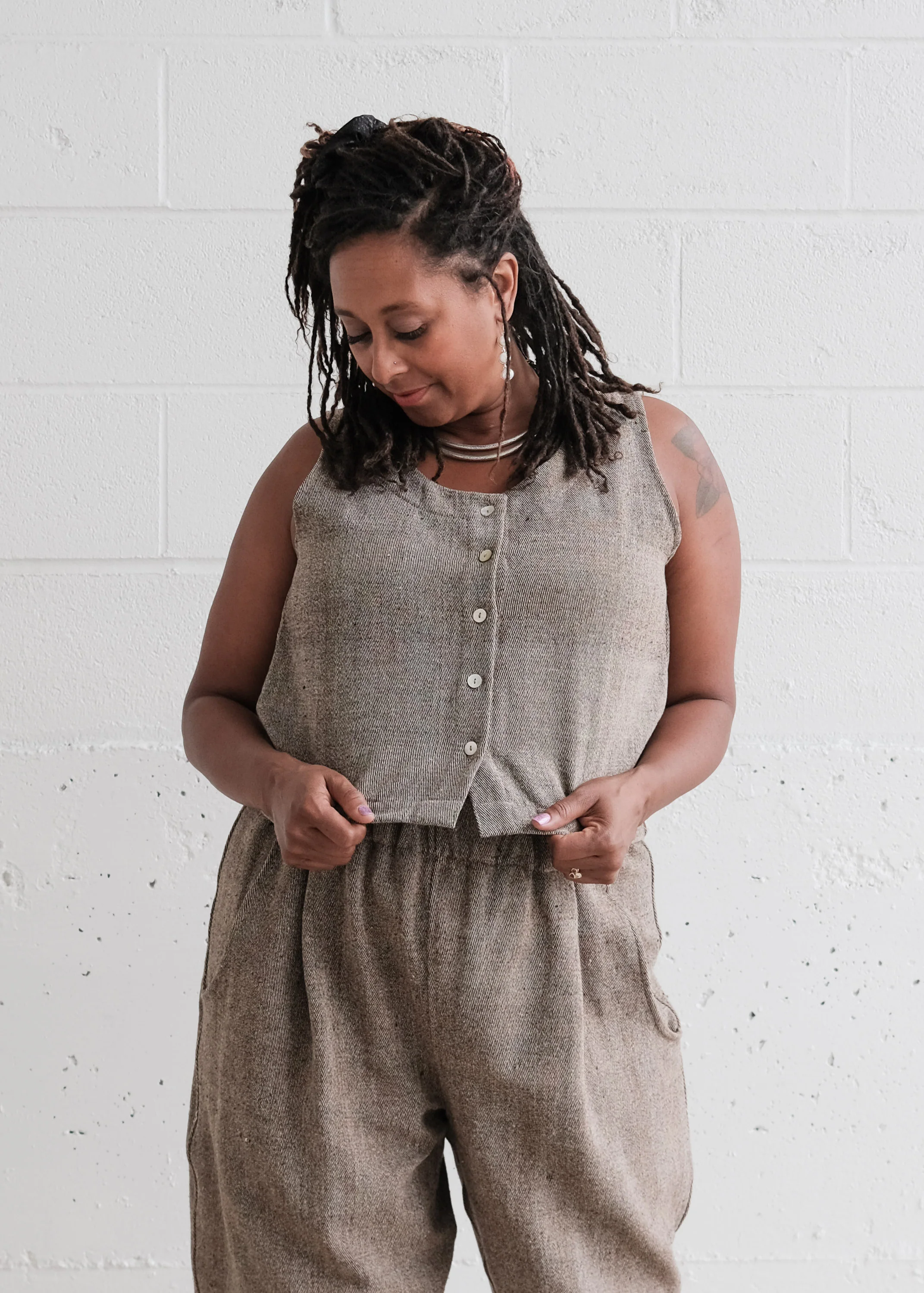 Ahilya Vest - Handspun & Handwoven Cotton - Birch Denim - Image 6