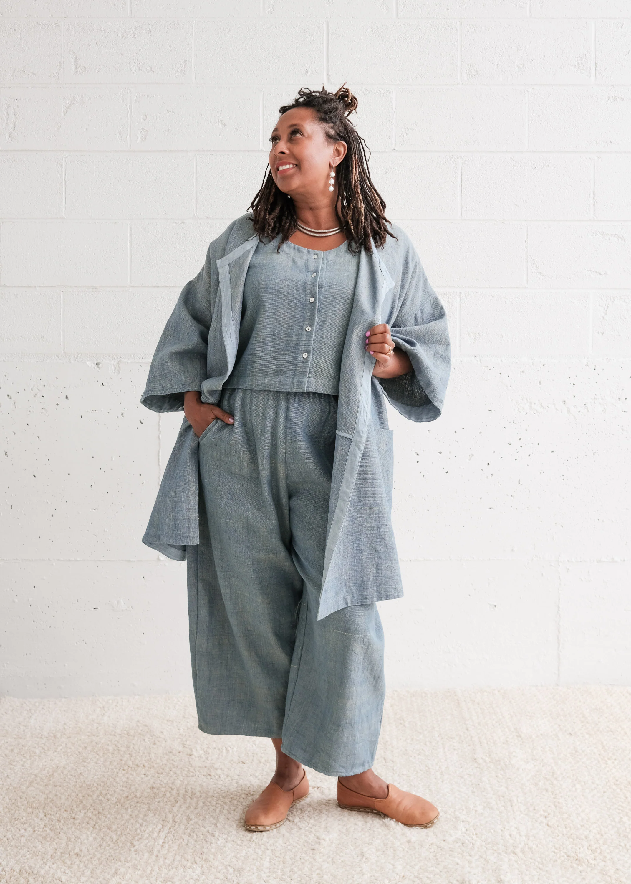 Ahilya Vest - Handspun & Handwoven Cotton - Soft Indigo - Image 11