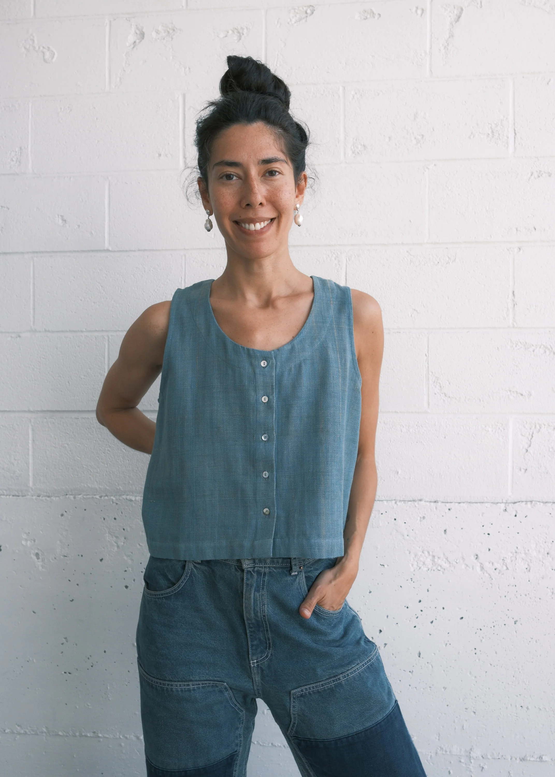 Ahilya Vest - Handspun & Handwoven Cotton - Soft Indigo - Image 3