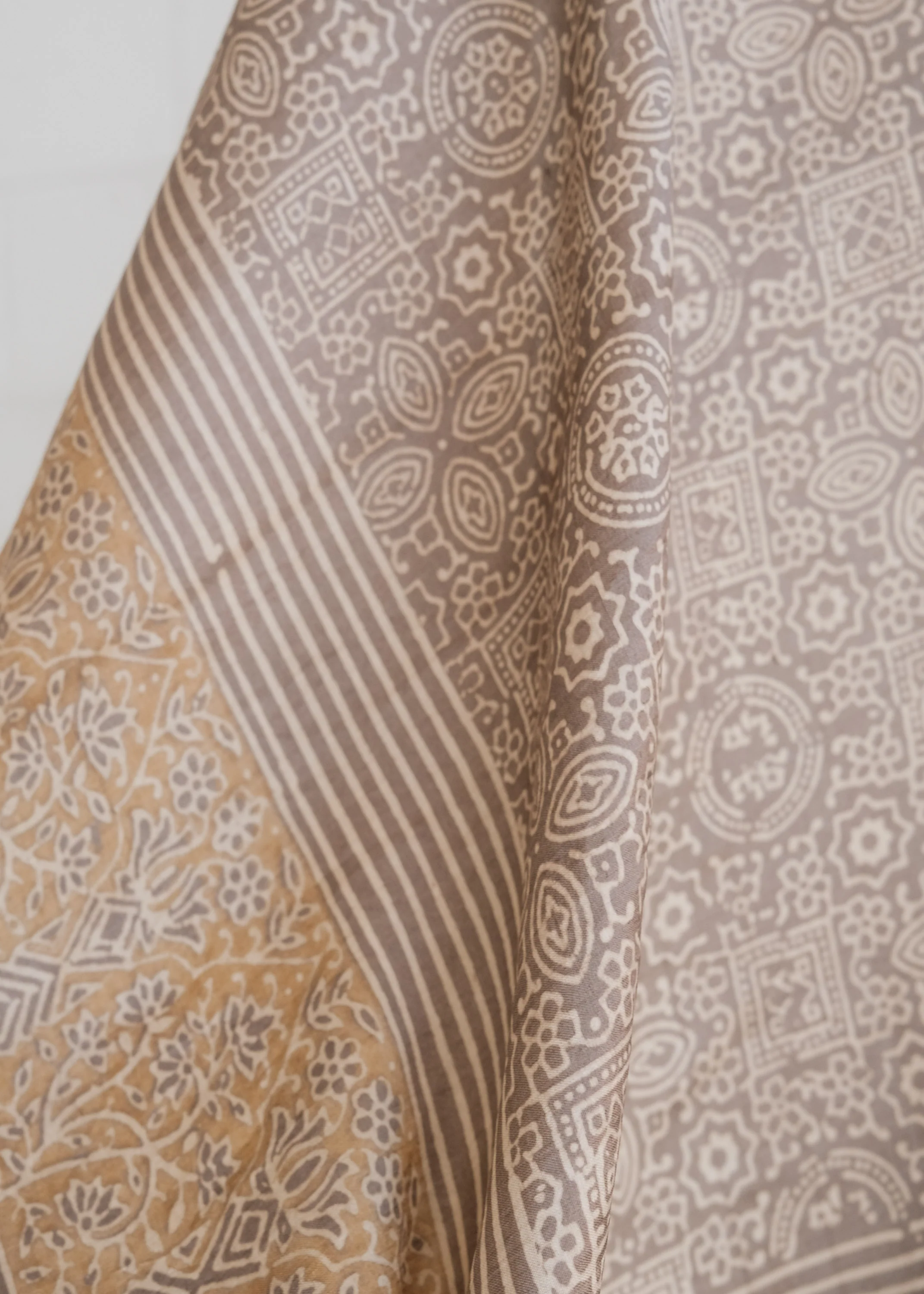 Ajrakh Block Print Scarf - Silk - Sand Drawings - Image 5