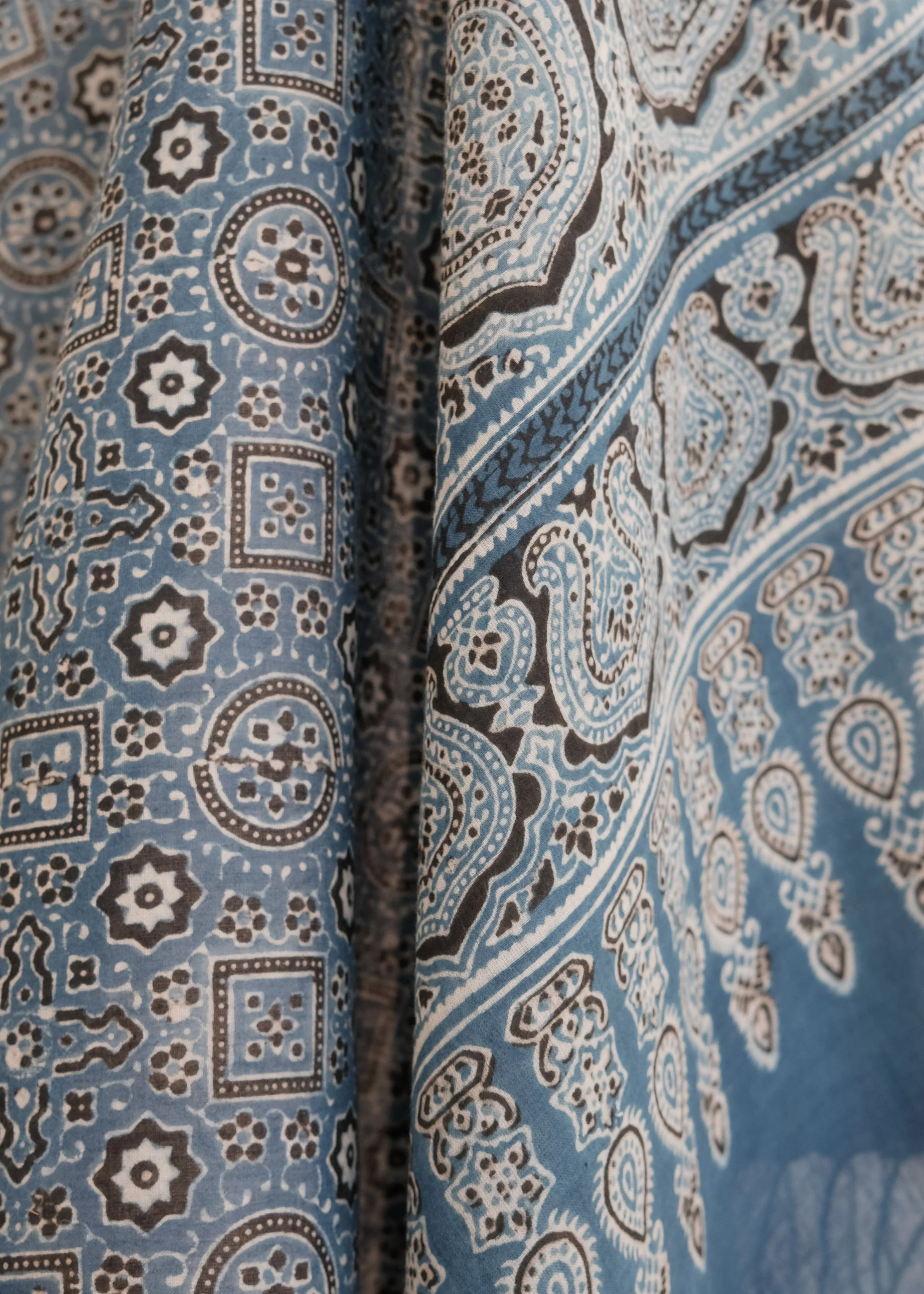 Ajrakh Block Print Shawl - Handwoven Cotton - Indigo Architect - Image 4