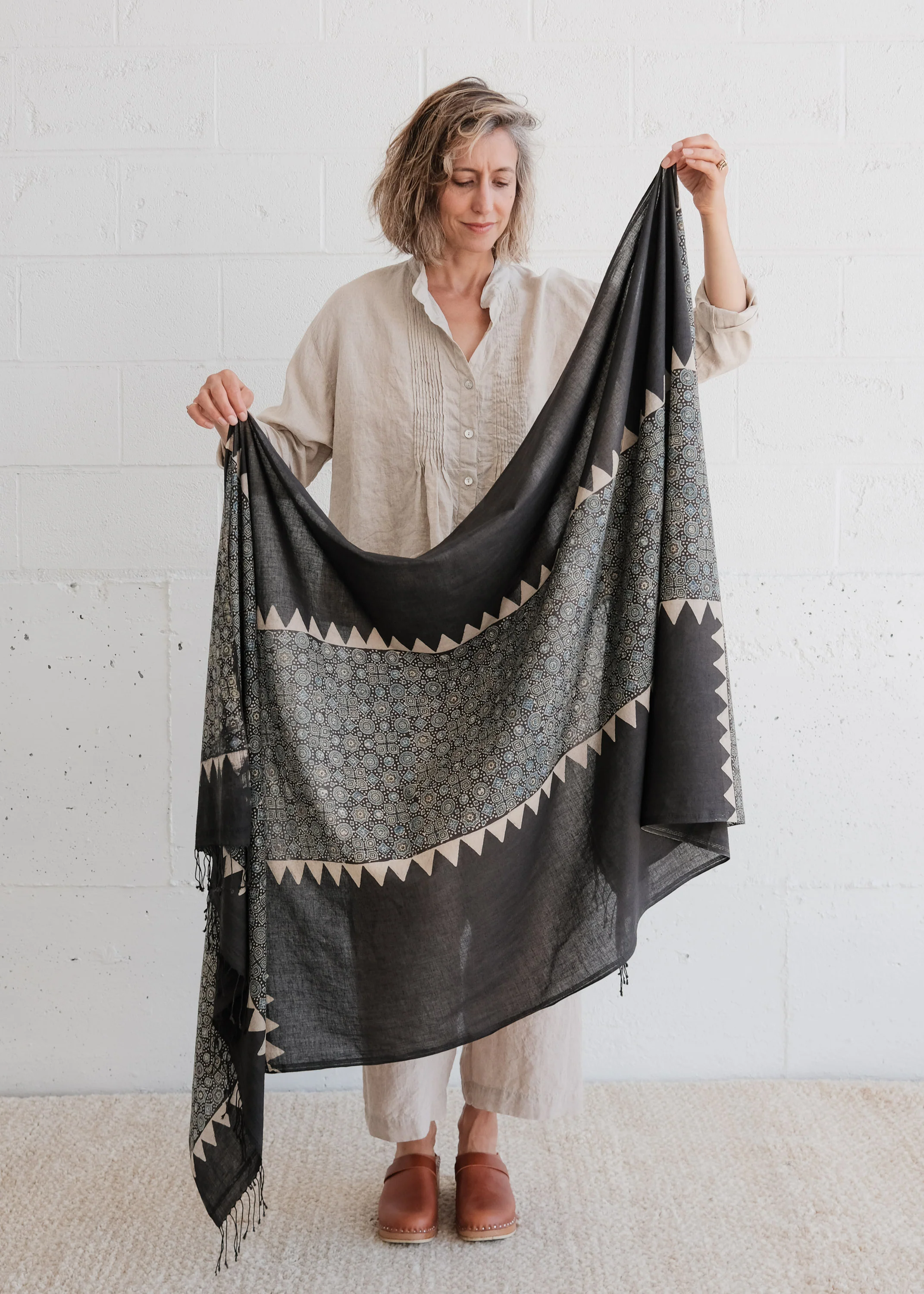 Ajrakh Block Print Shawl - Handwoven Cotton - Passage