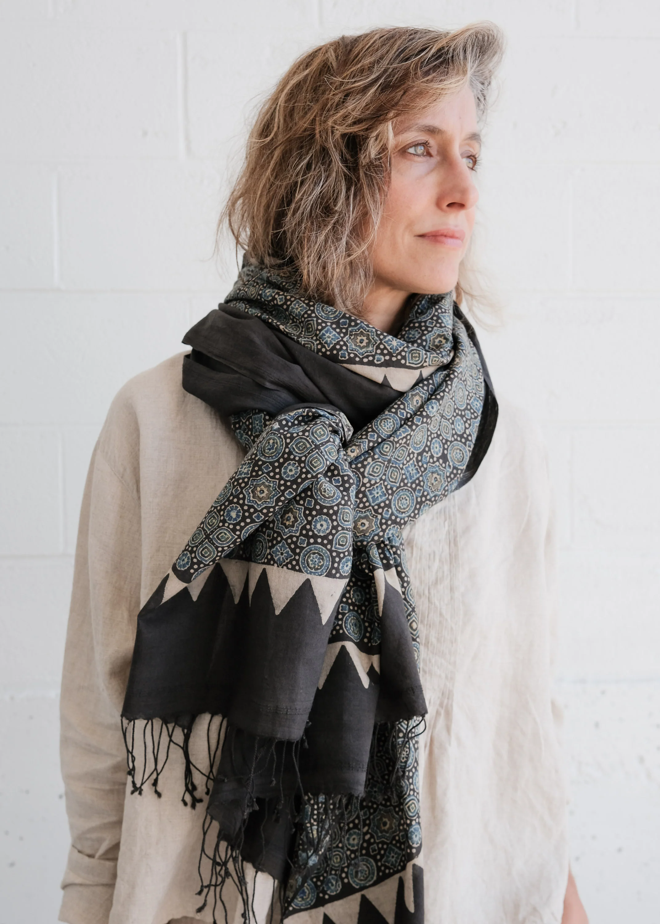 Ajrakh Block Print Shawl - Handwoven Cotton - Passage - Image 5