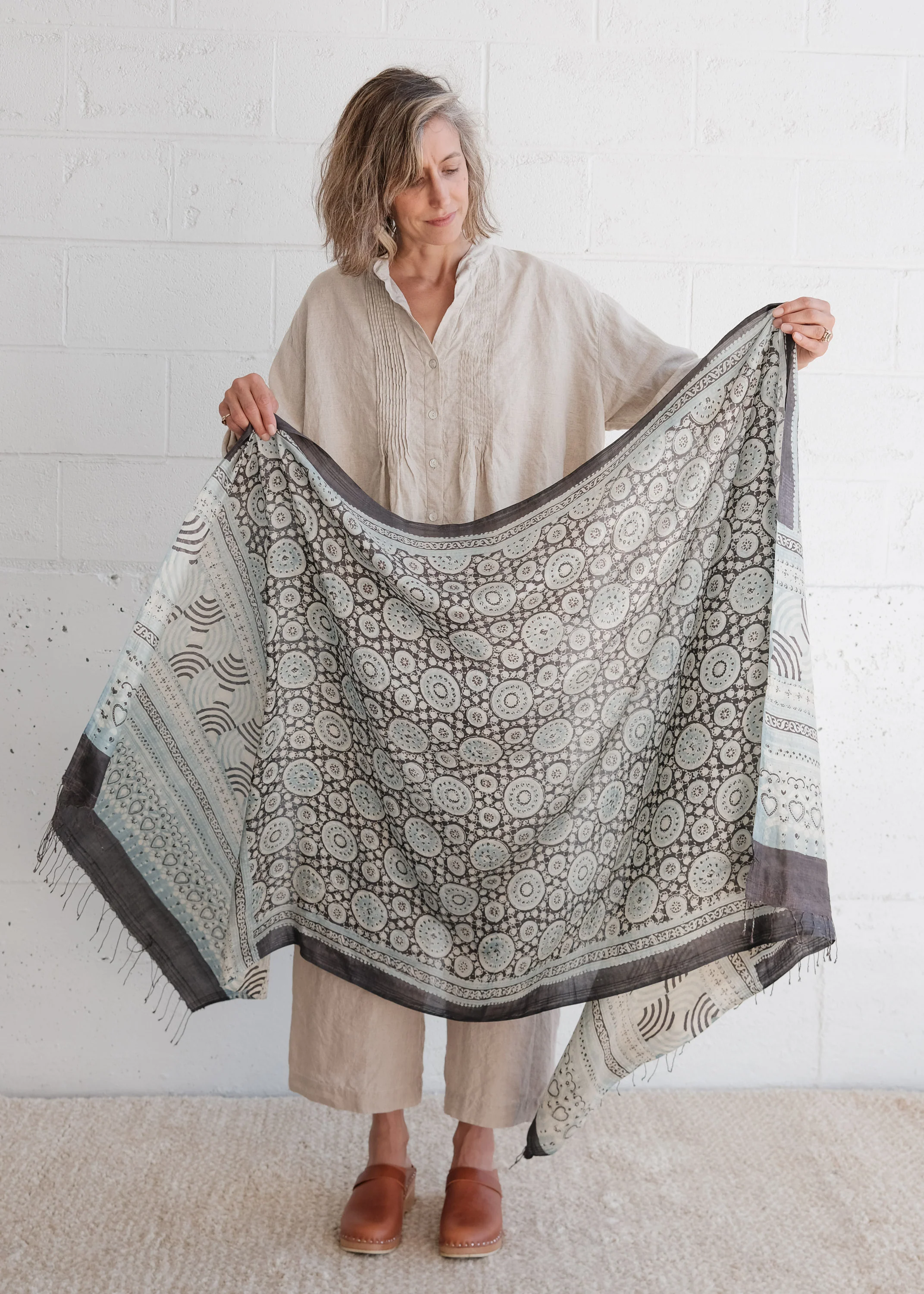 Ajrakh Block Print Shawl - Silk - Kiss of Indigo - Image 5