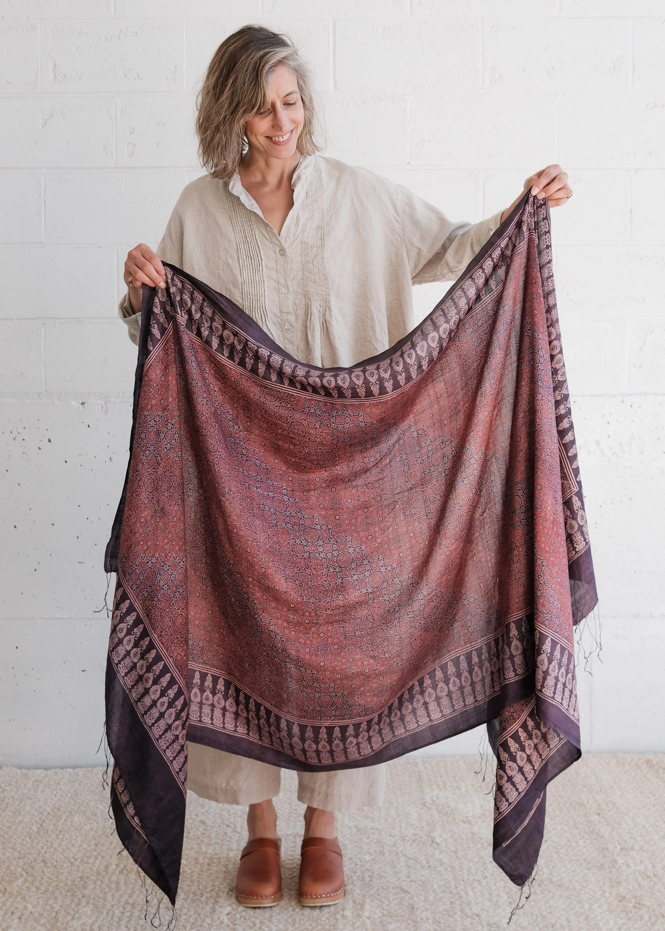 Ajrakh Block Print Shawl - Silk - Shades of Affection - Image 3