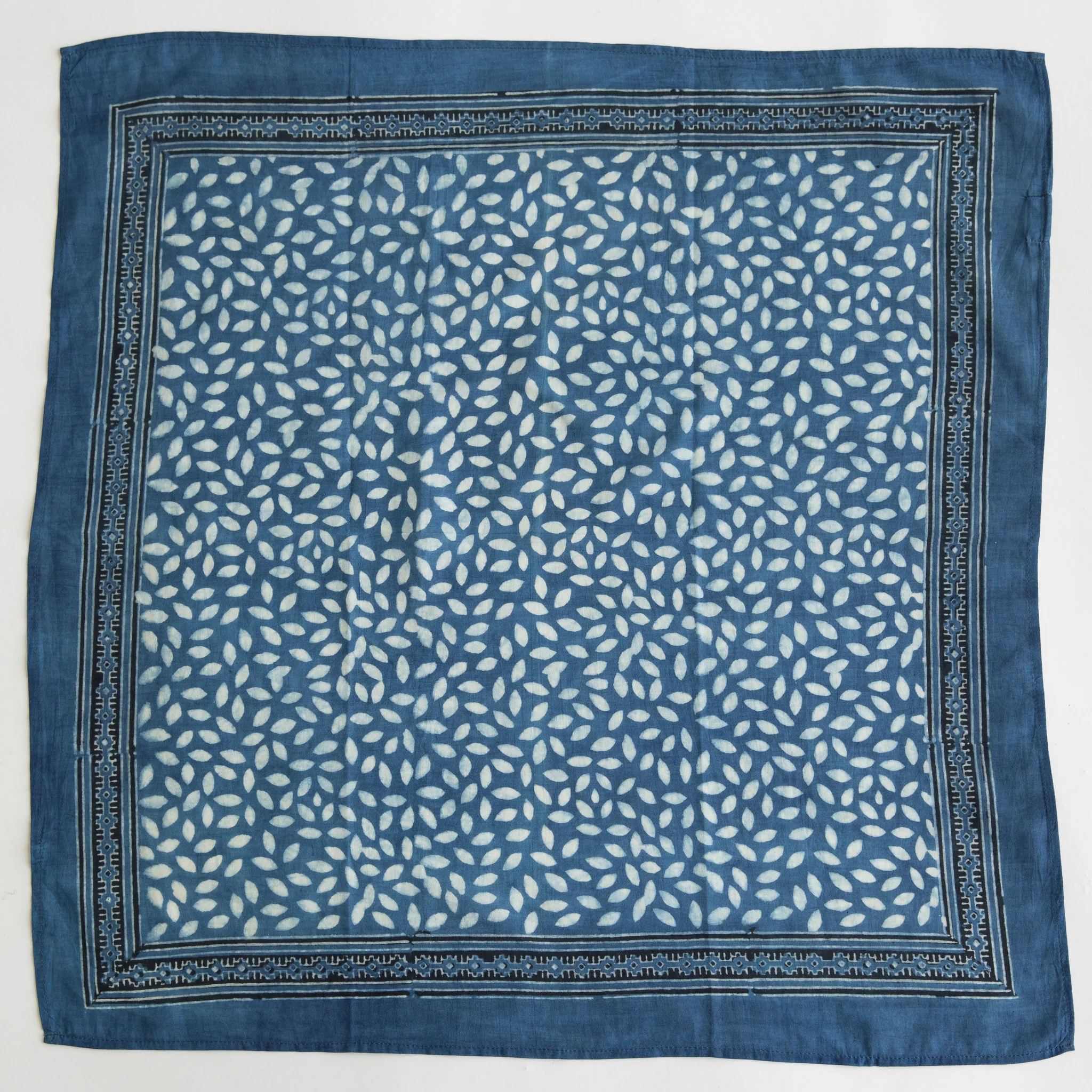 Bandana - Block Printed Organic Cotton - Ajrakh Floating Petals - Image 6