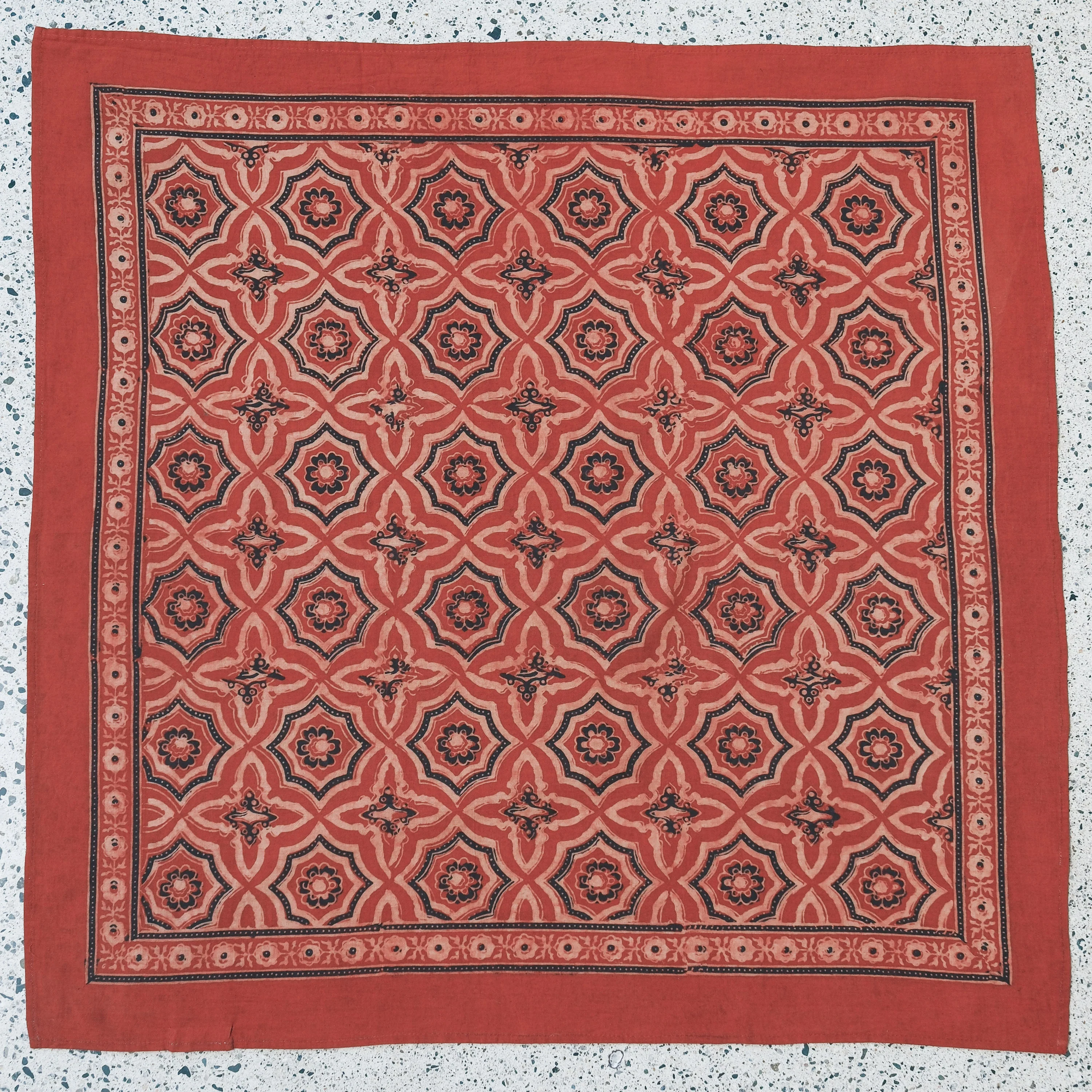 Bandana - Block Printed Organic Cotton - Ajrakh Madder Kaleidoscope - Image 4