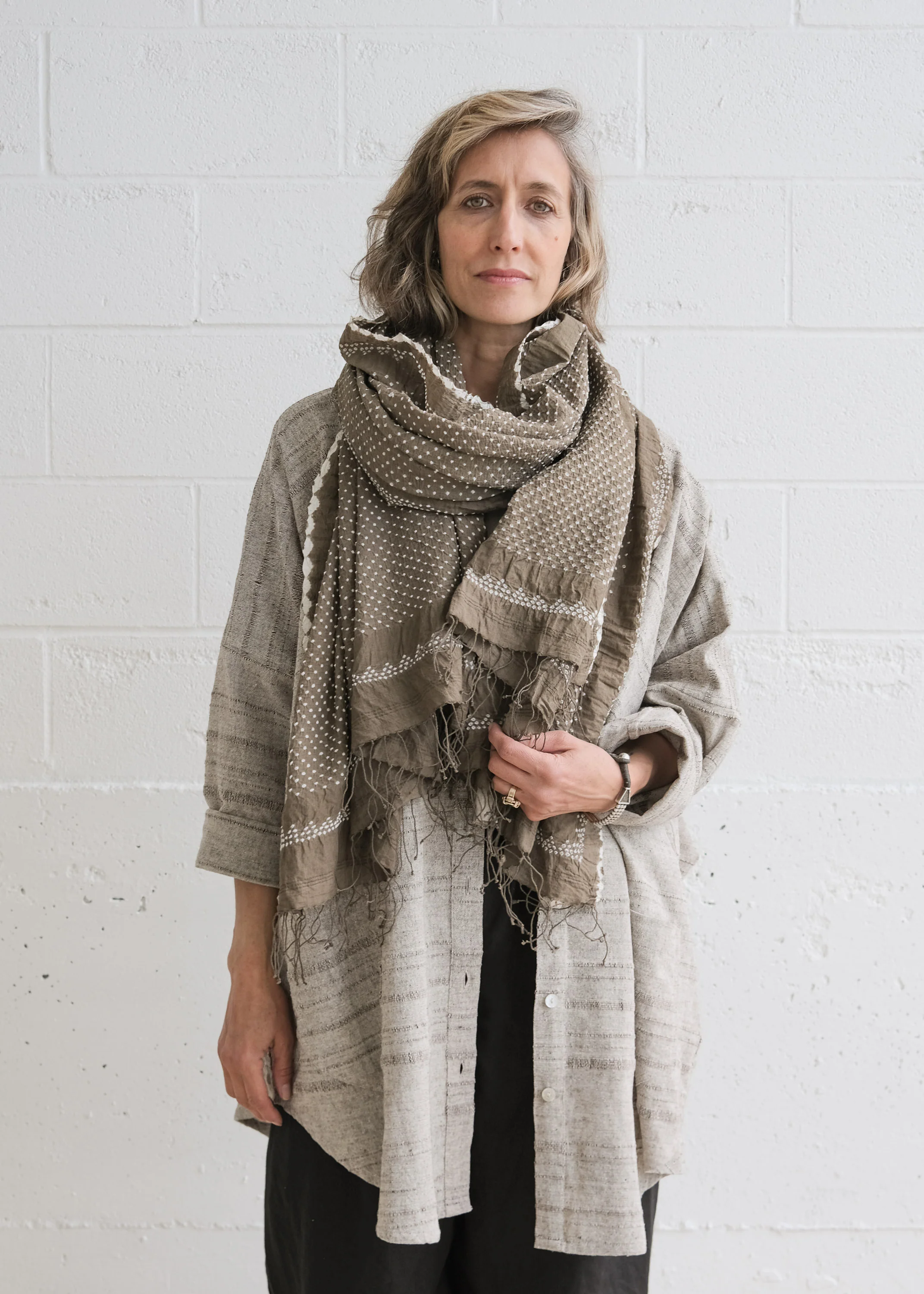 Bandhani Shawl - Cotton - Moss - Image 4