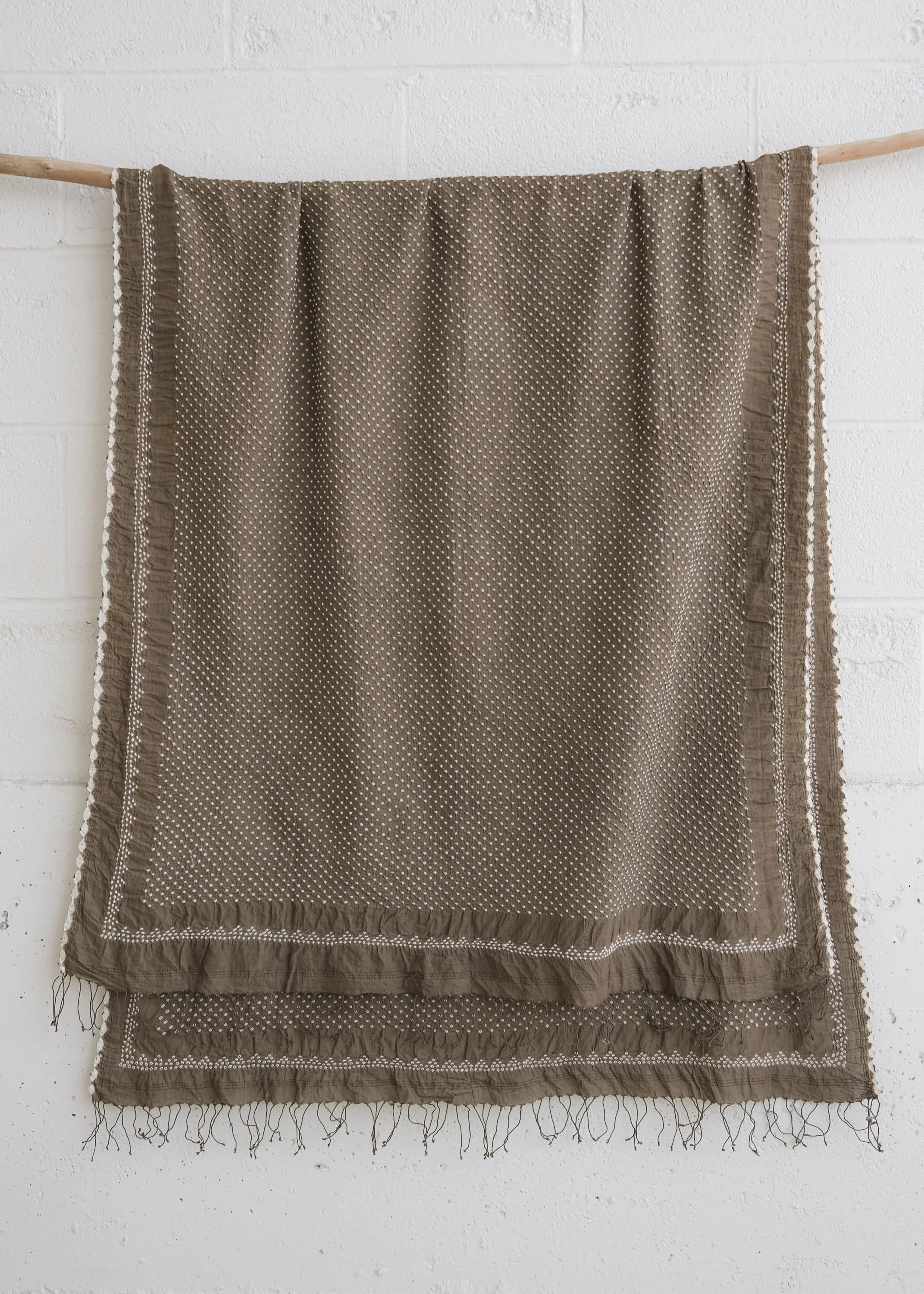 Bandhani Shawl - Cotton - Moss - Image 6