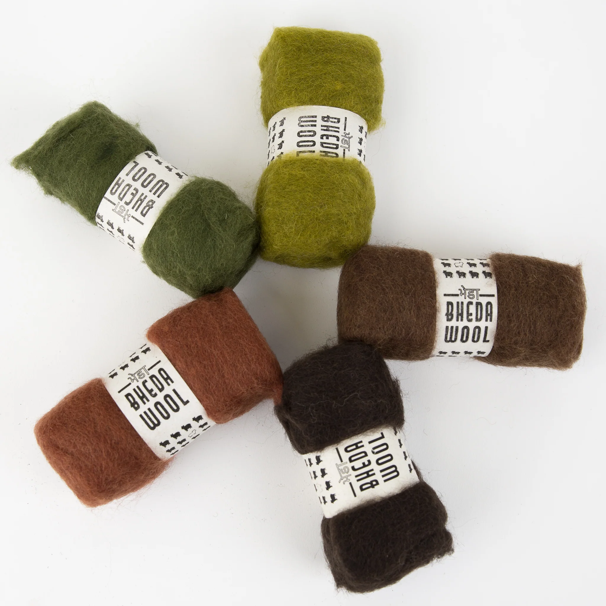 Bhedawool Roving 25g - Five Colour Pack - Forest - Image 2