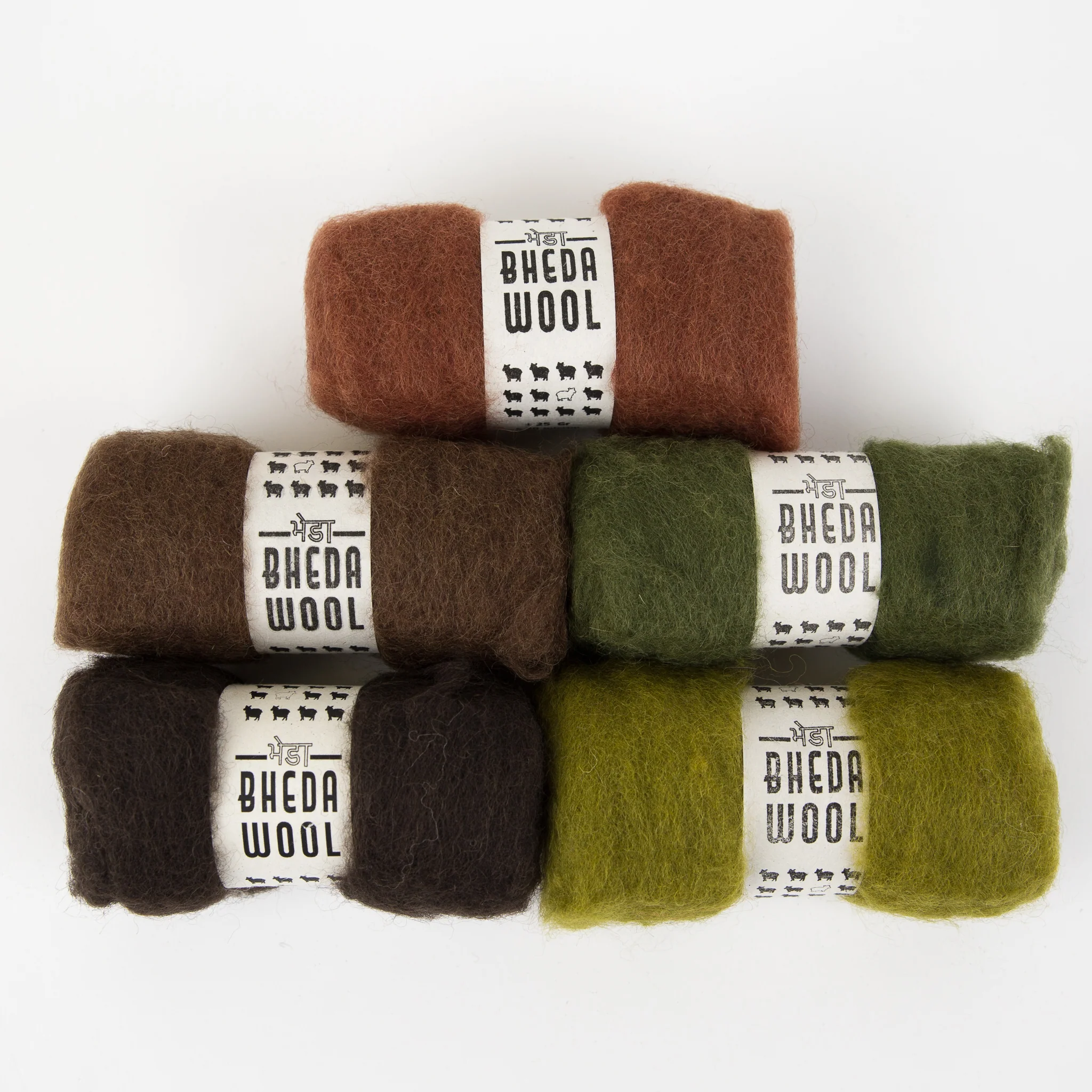 Bhedawool Roving 25g - Five Colour Pack - Forest - Image 3