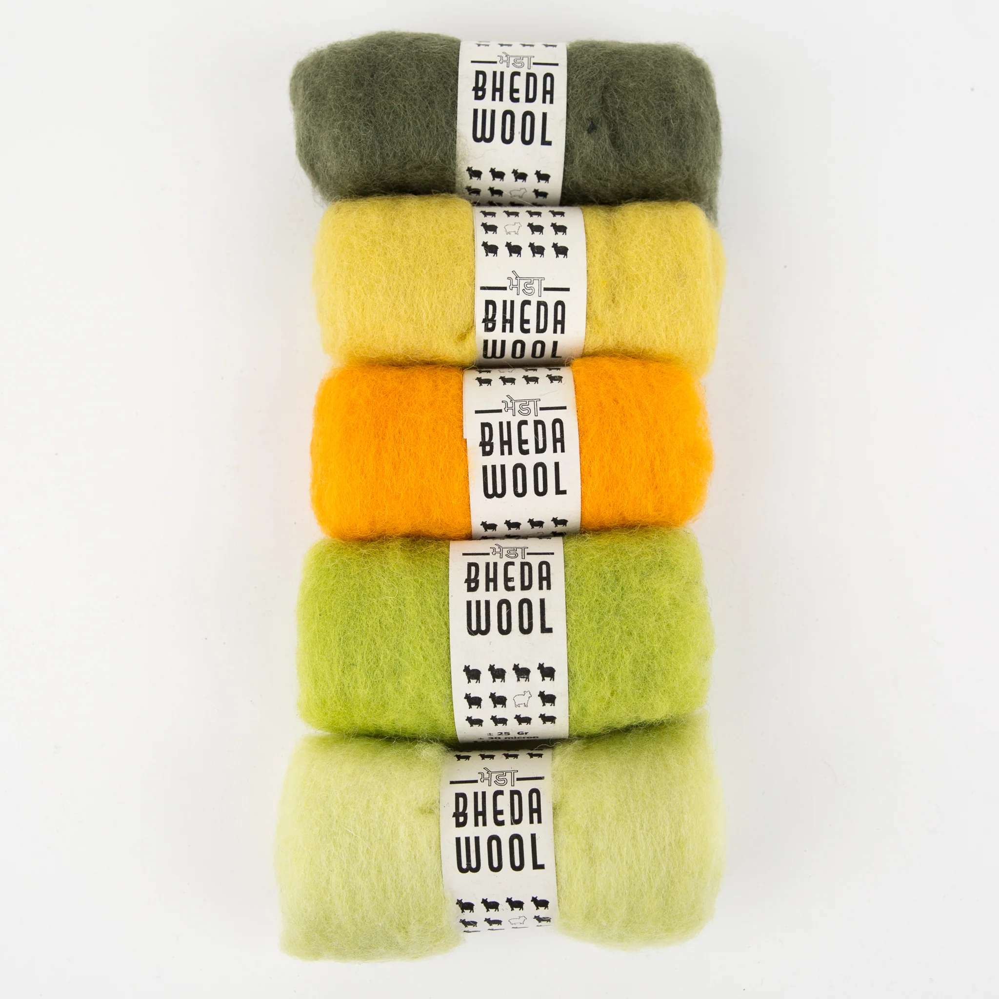 Bhedawool Roving 25g - Five Colour Pack - Spring