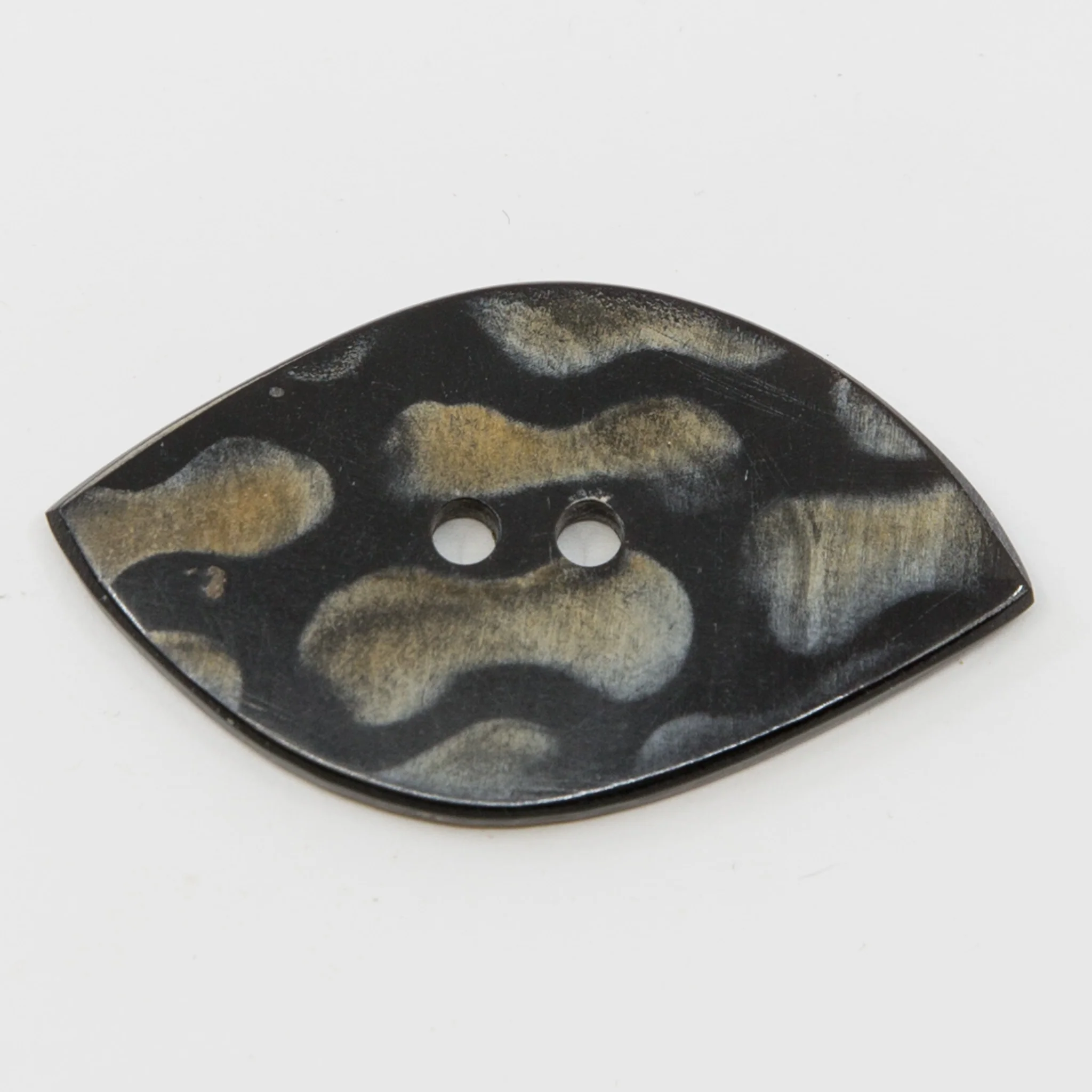 Handcarved Horn Button - Eye Shape