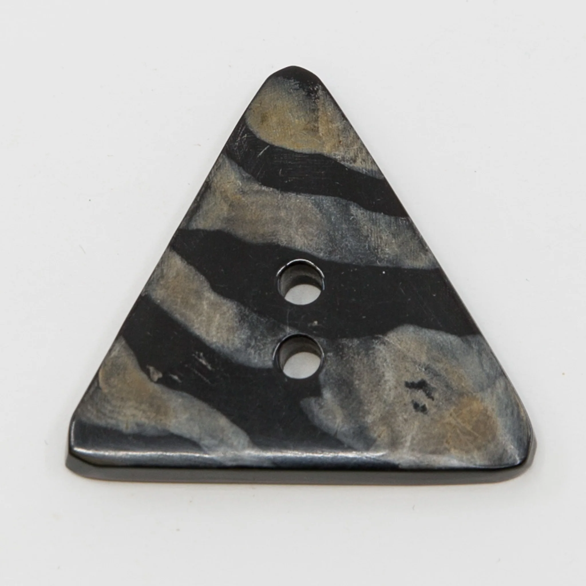 Handcarved Horn Button - Stripe Triangle