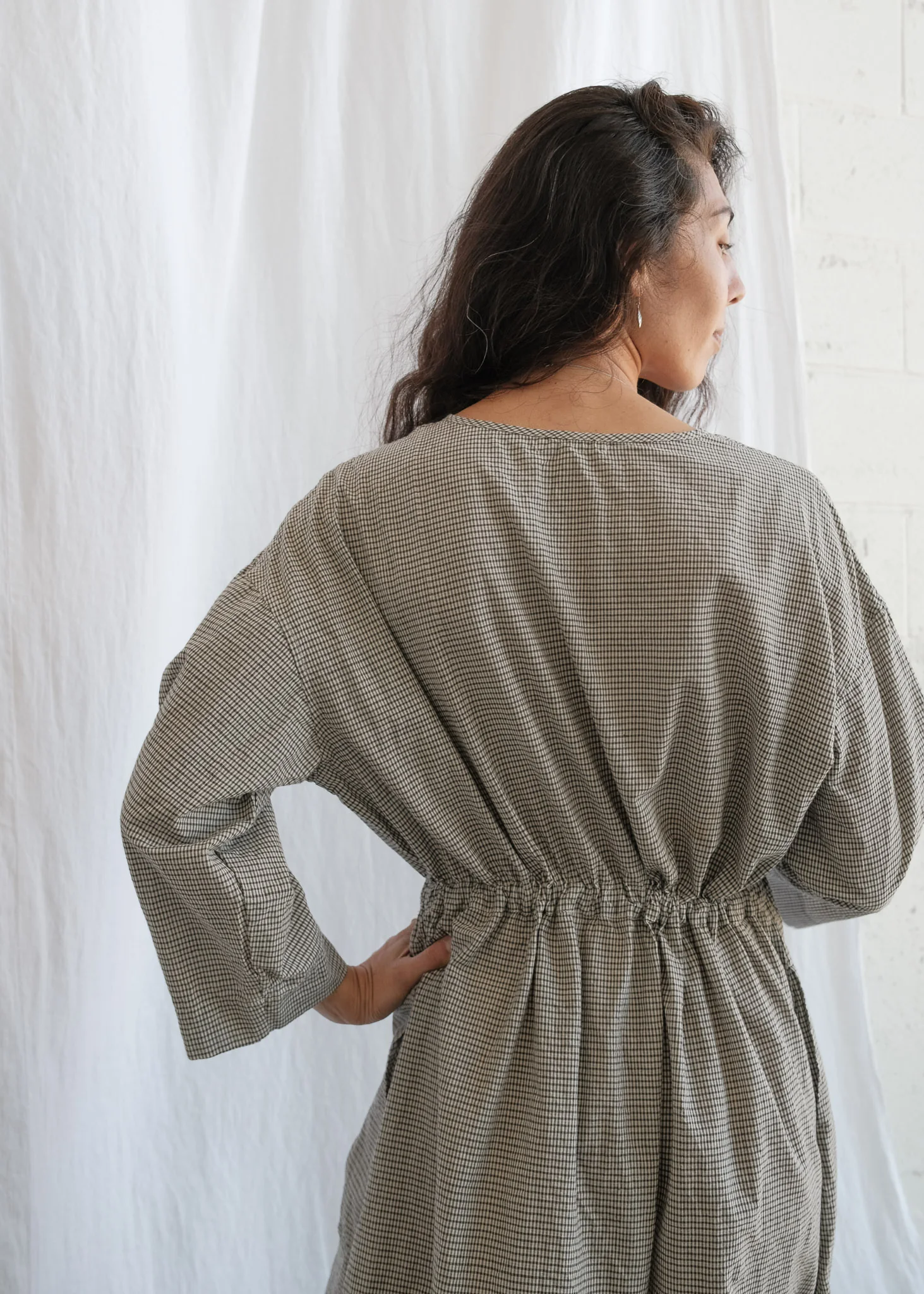 Cardamom Dress - Handwoven Cotton - Sage Gingham - Image 2