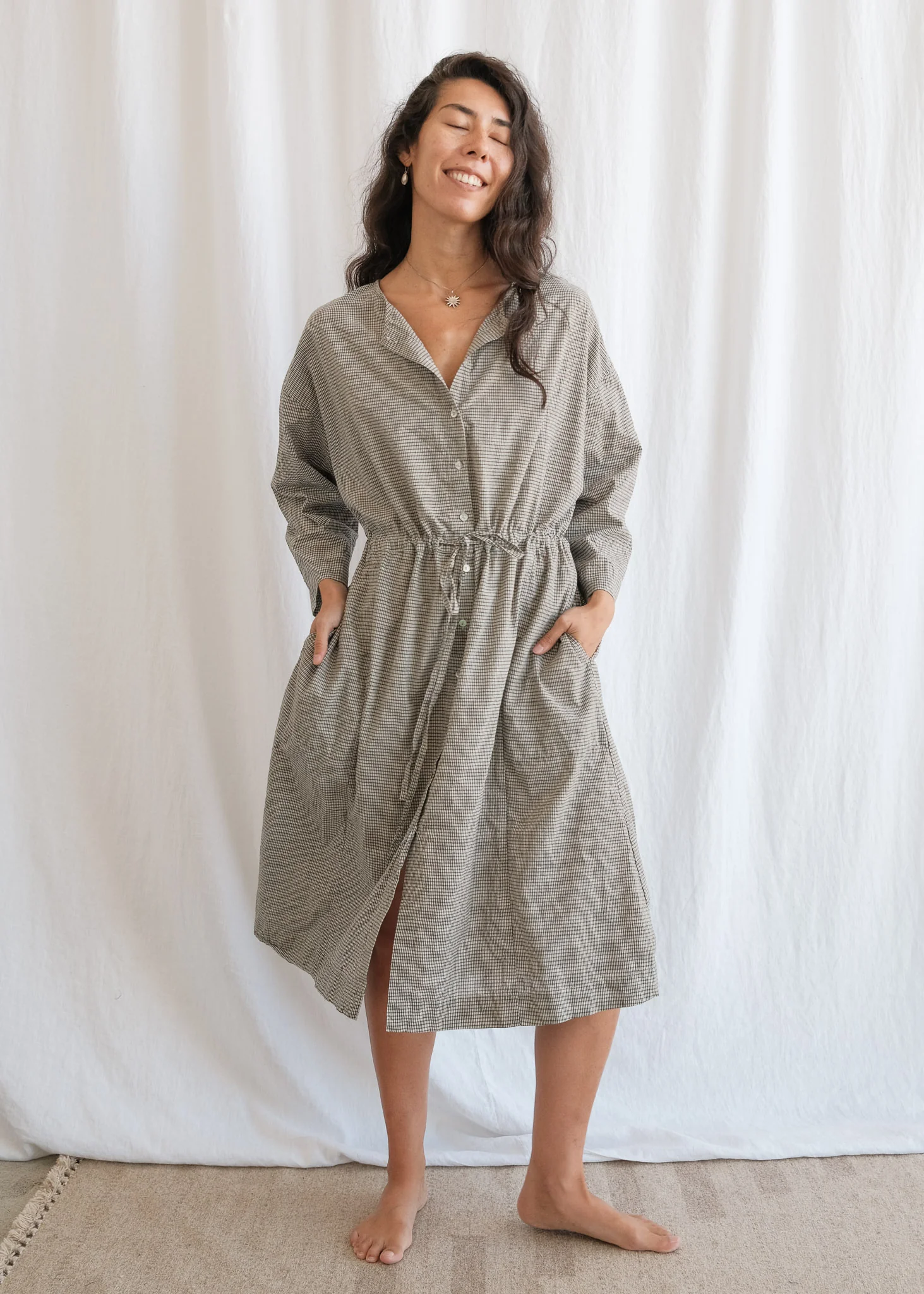 Cardamom Dress - Handwoven Cotton - Sage Gingham - Image 6