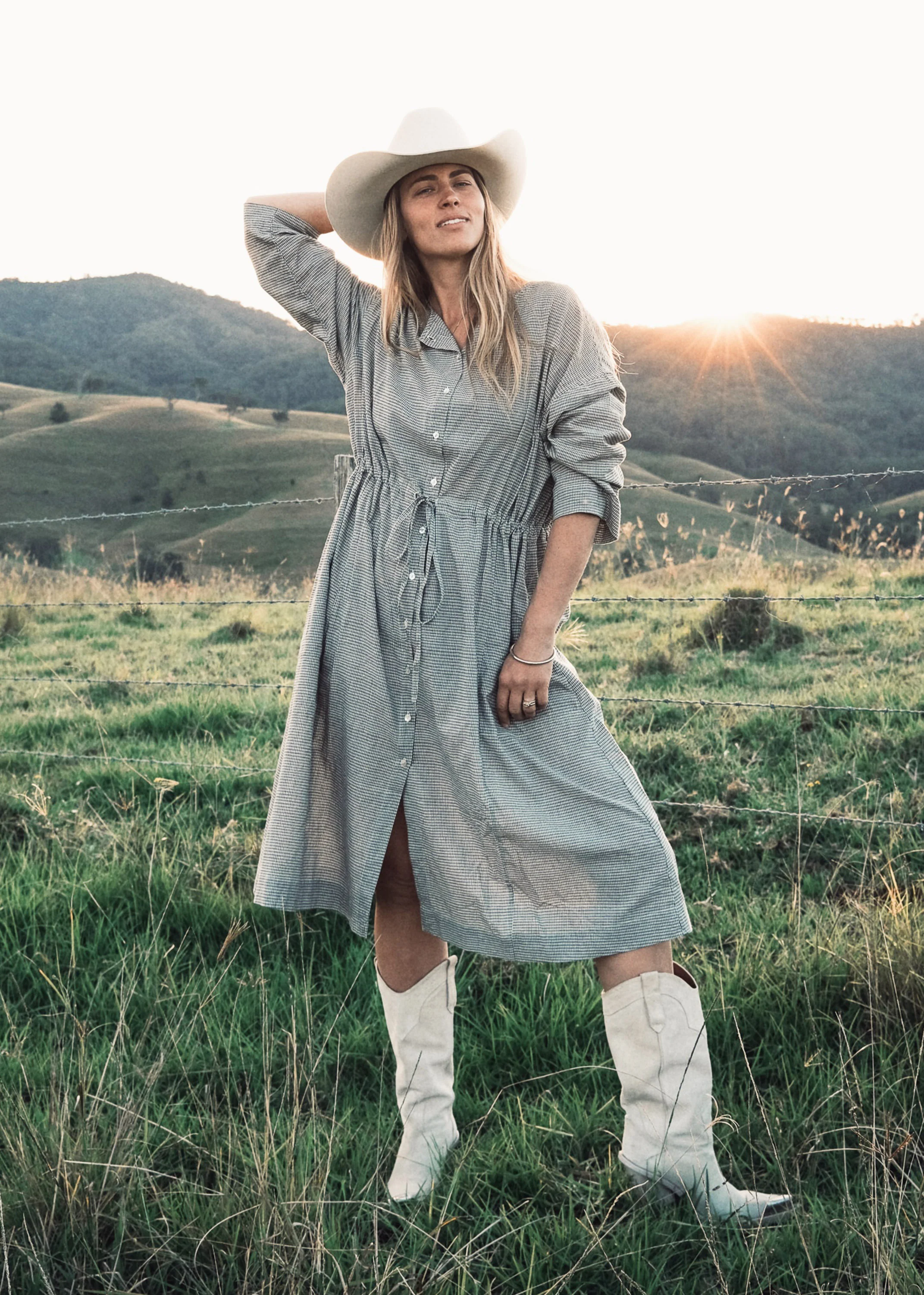 Cardamom Dress - Handwoven Cotton - Sage Gingham - Image 7