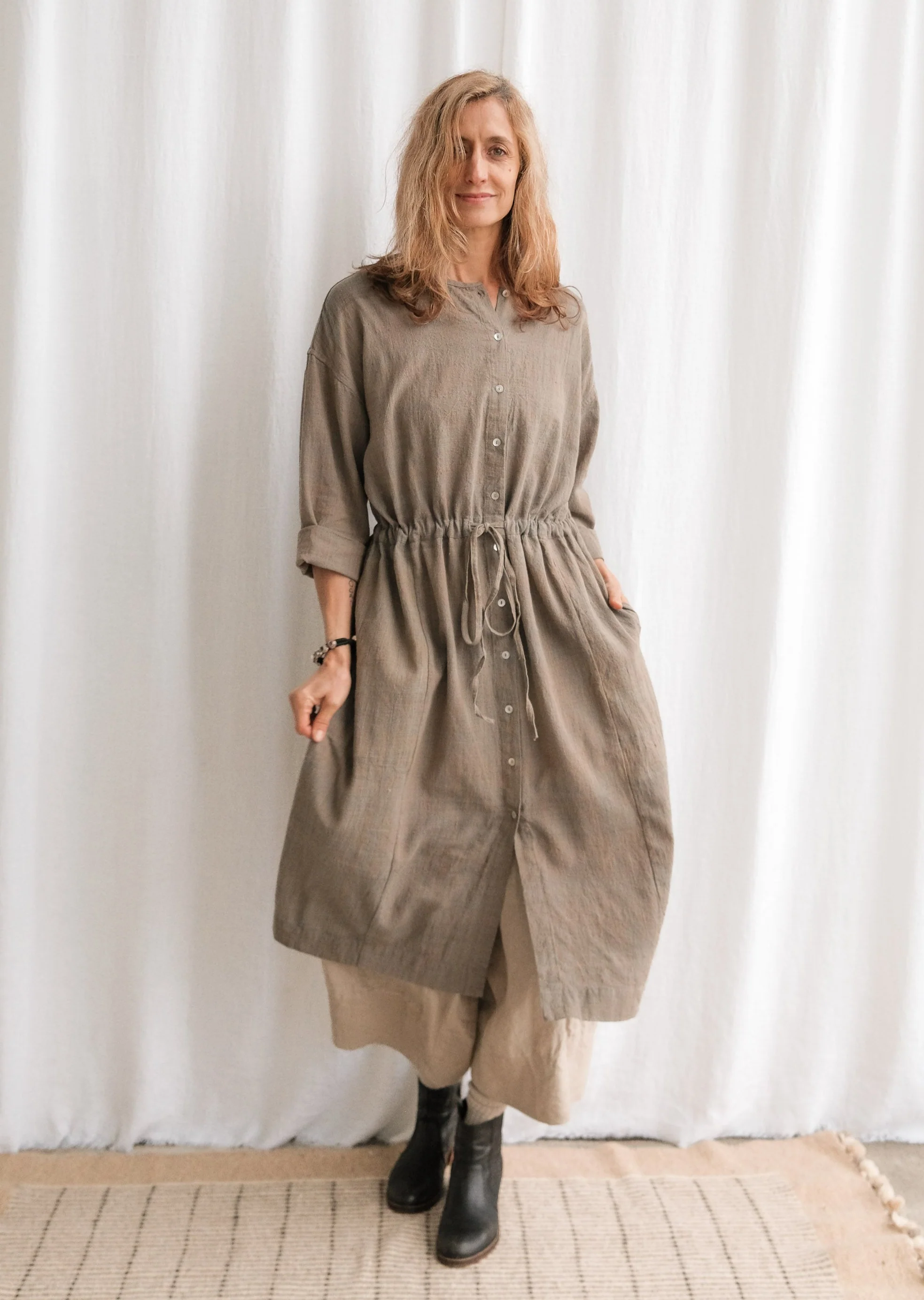 Cardamom Dress - Handspun & Handwoven Organic Cotton - Sand Dune - Image 3