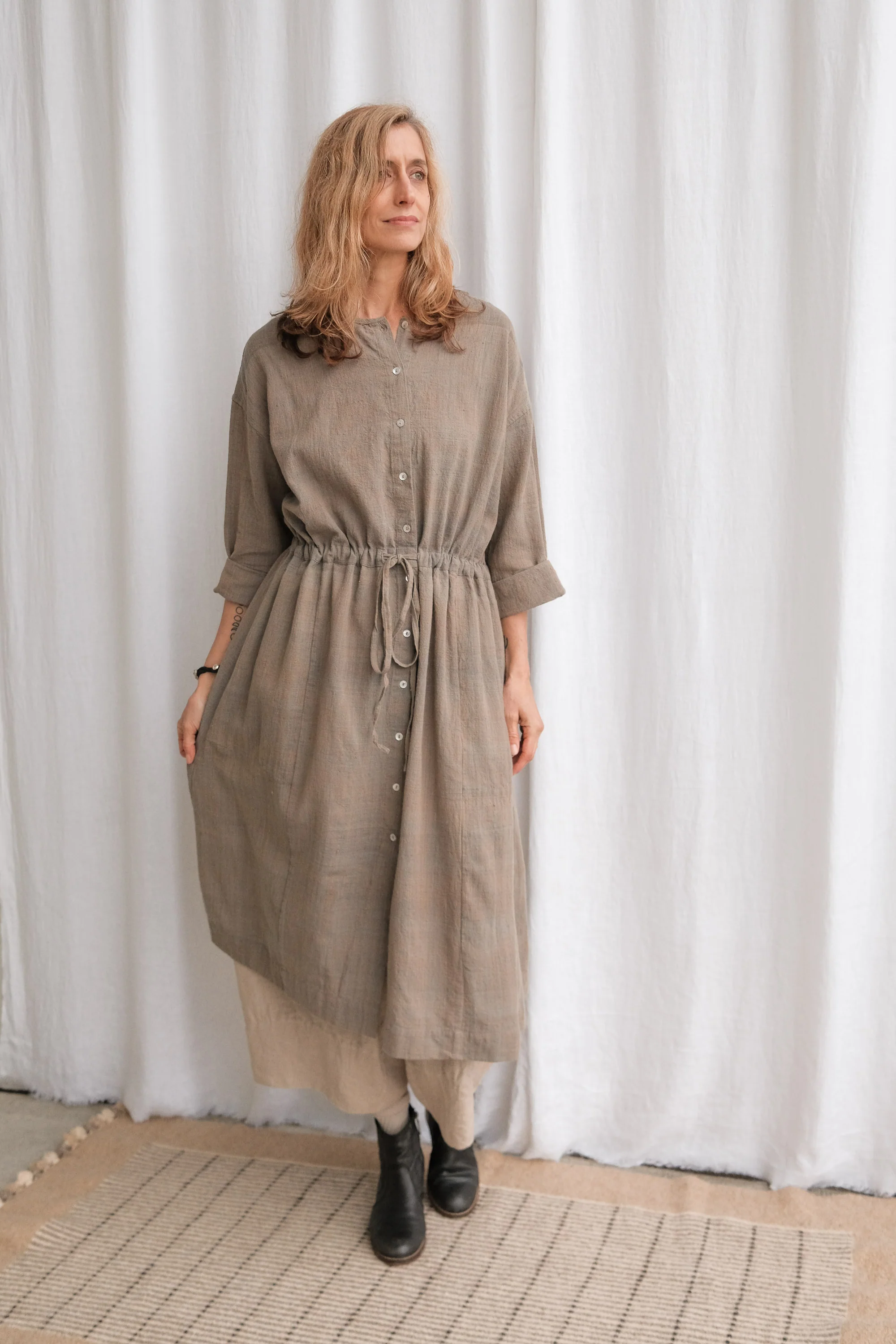 Cardamom Dress - Handspun & Handwoven Organic Cotton - Sand Dune - Image 5