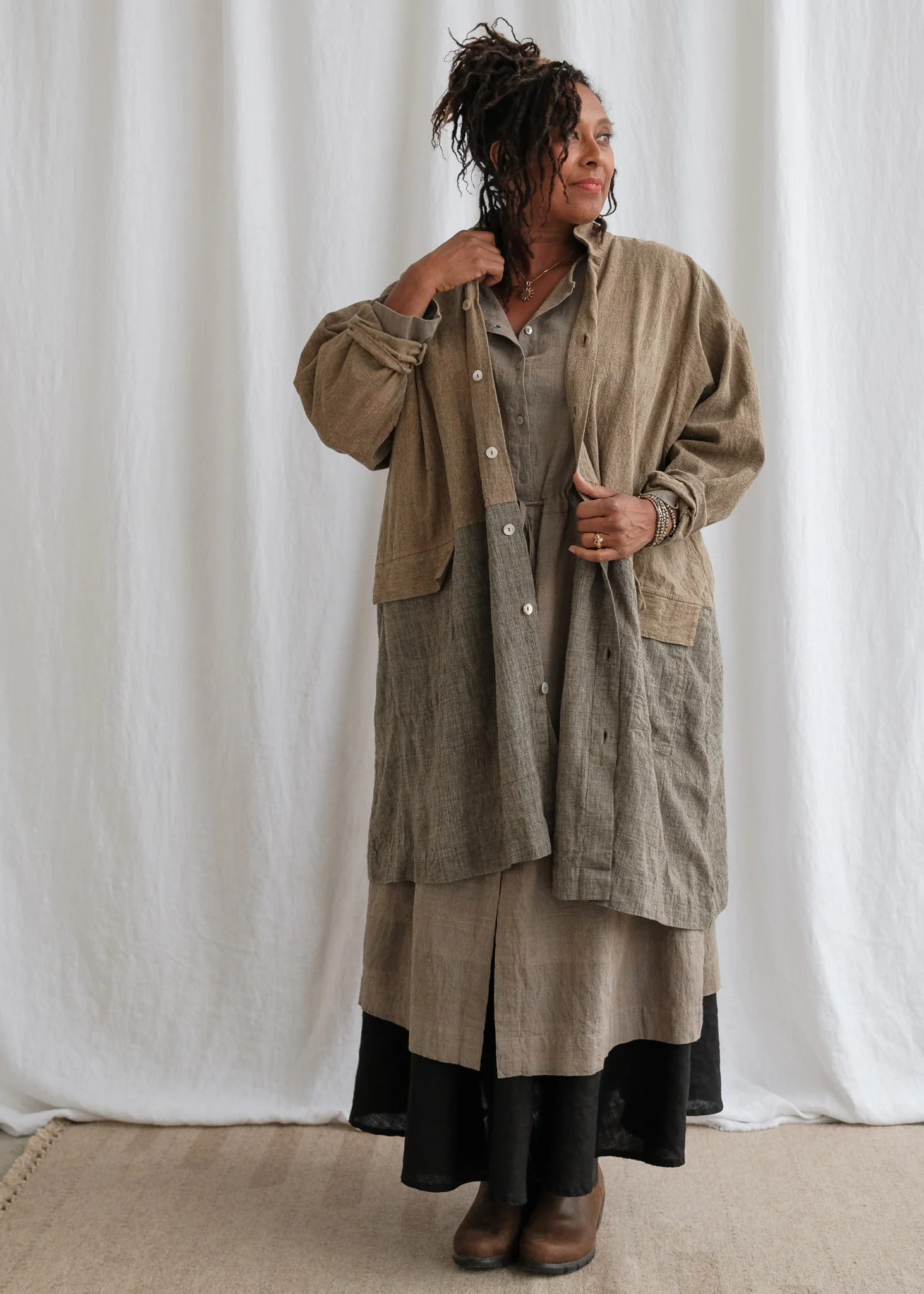 Cardamom Dress - Handspun & Handwoven Organic Cotton - Sand Dune - Image 8