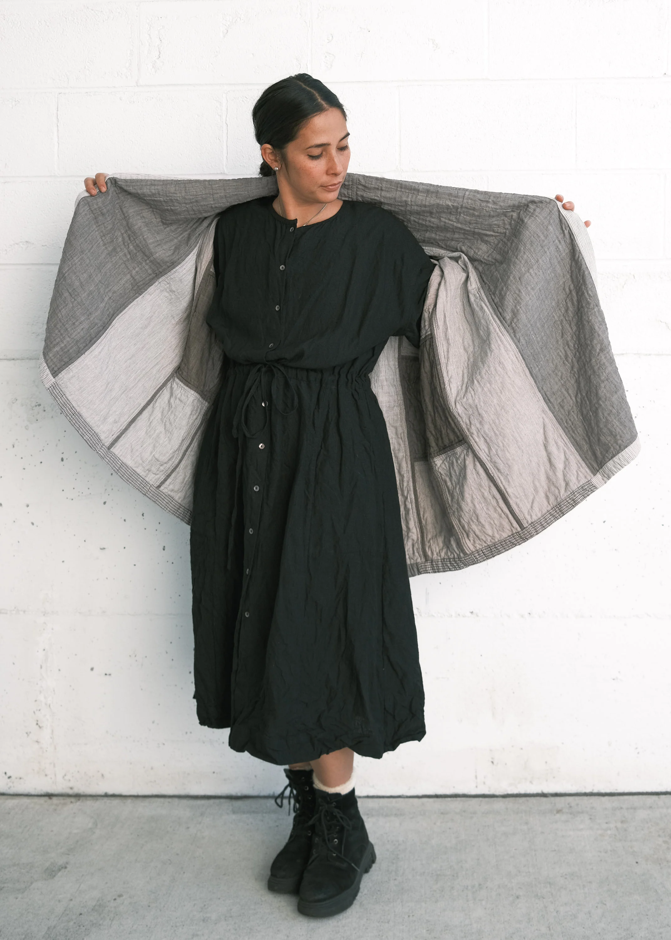 Cardamom Dress - Handwoven Linen - Black - Image 3