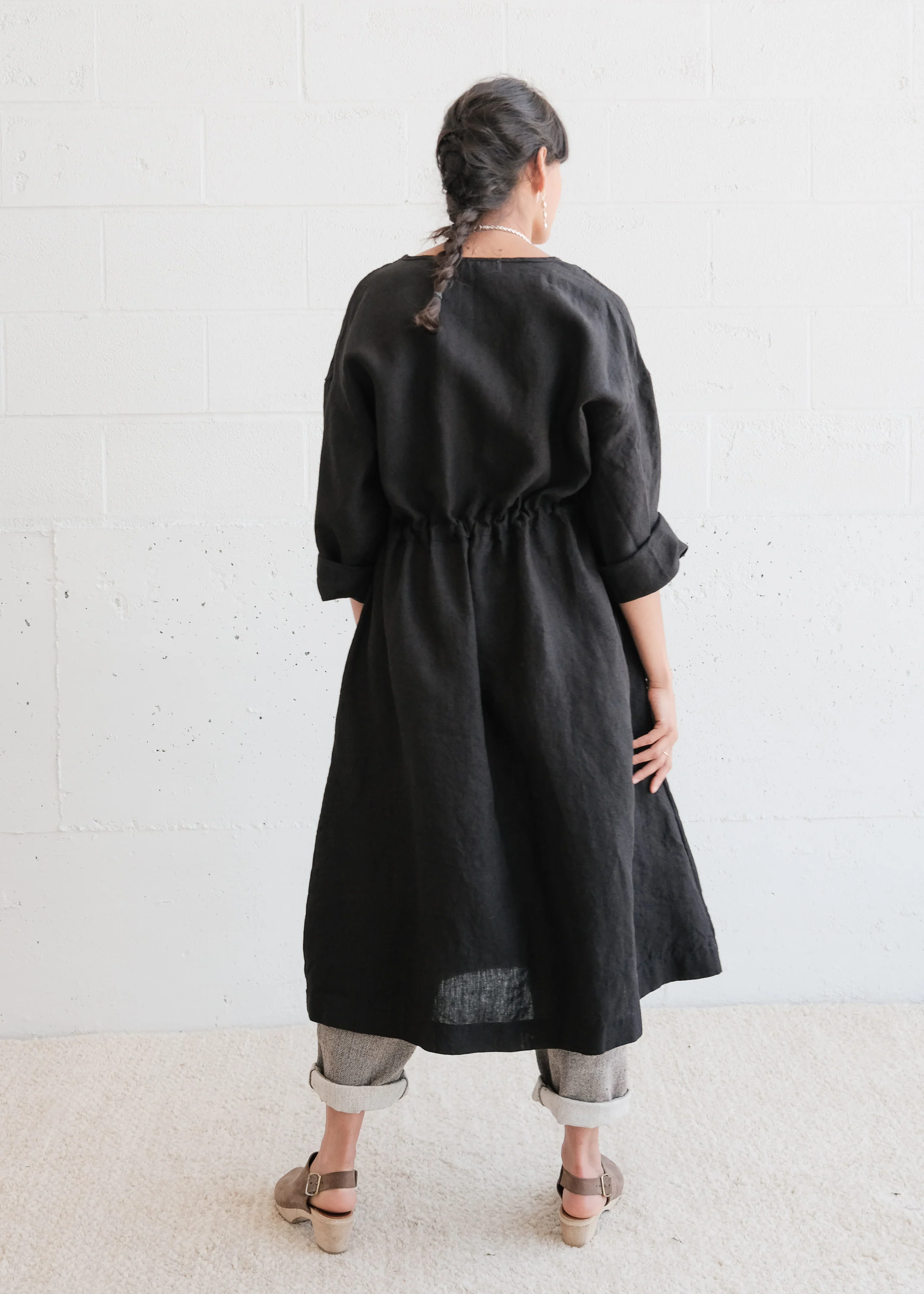 Cardamom Dress - Handwoven Linen - Black - Image 7