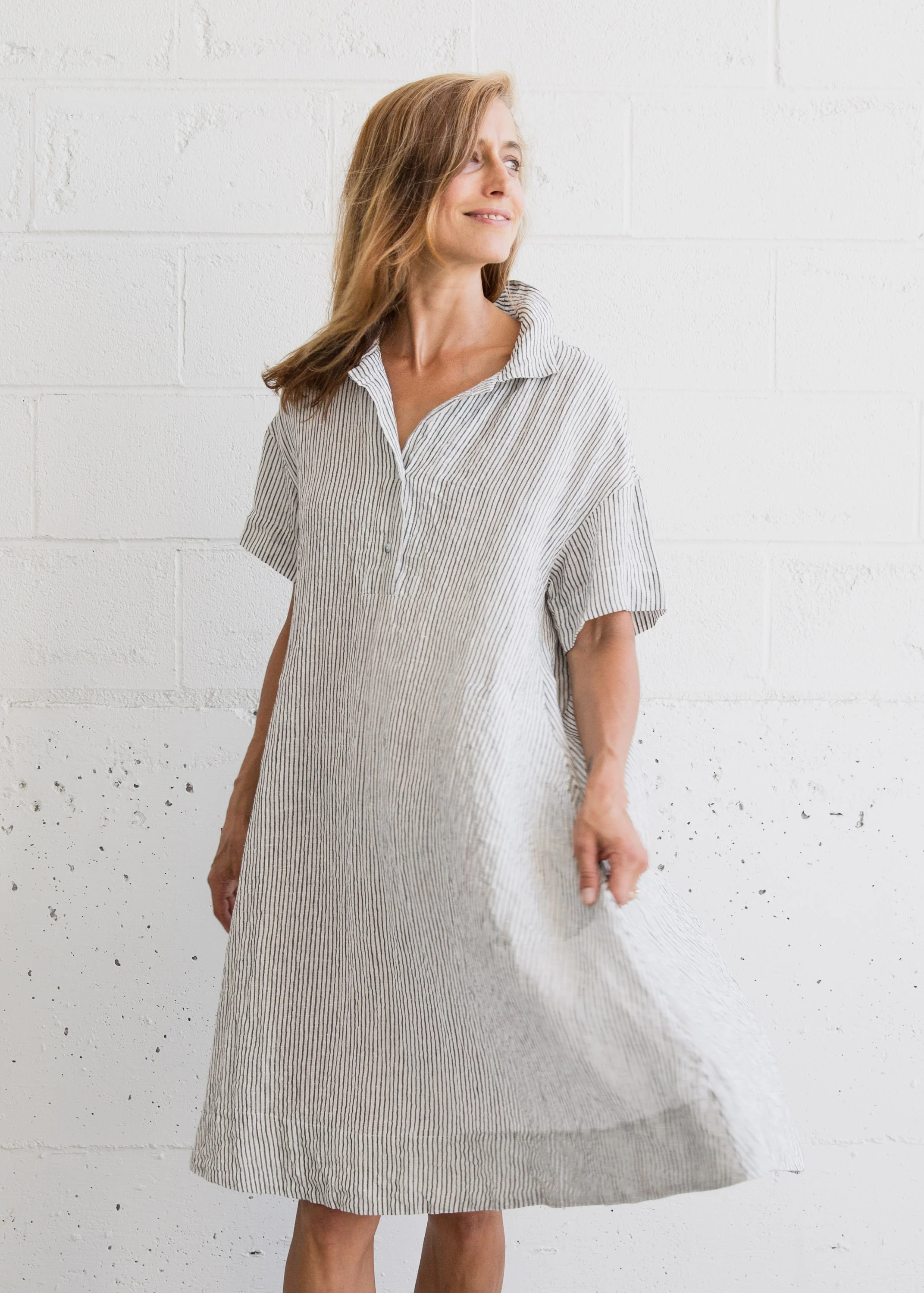 Chandigarh Dress - Handwoven Linen - Stripe - Image 5
