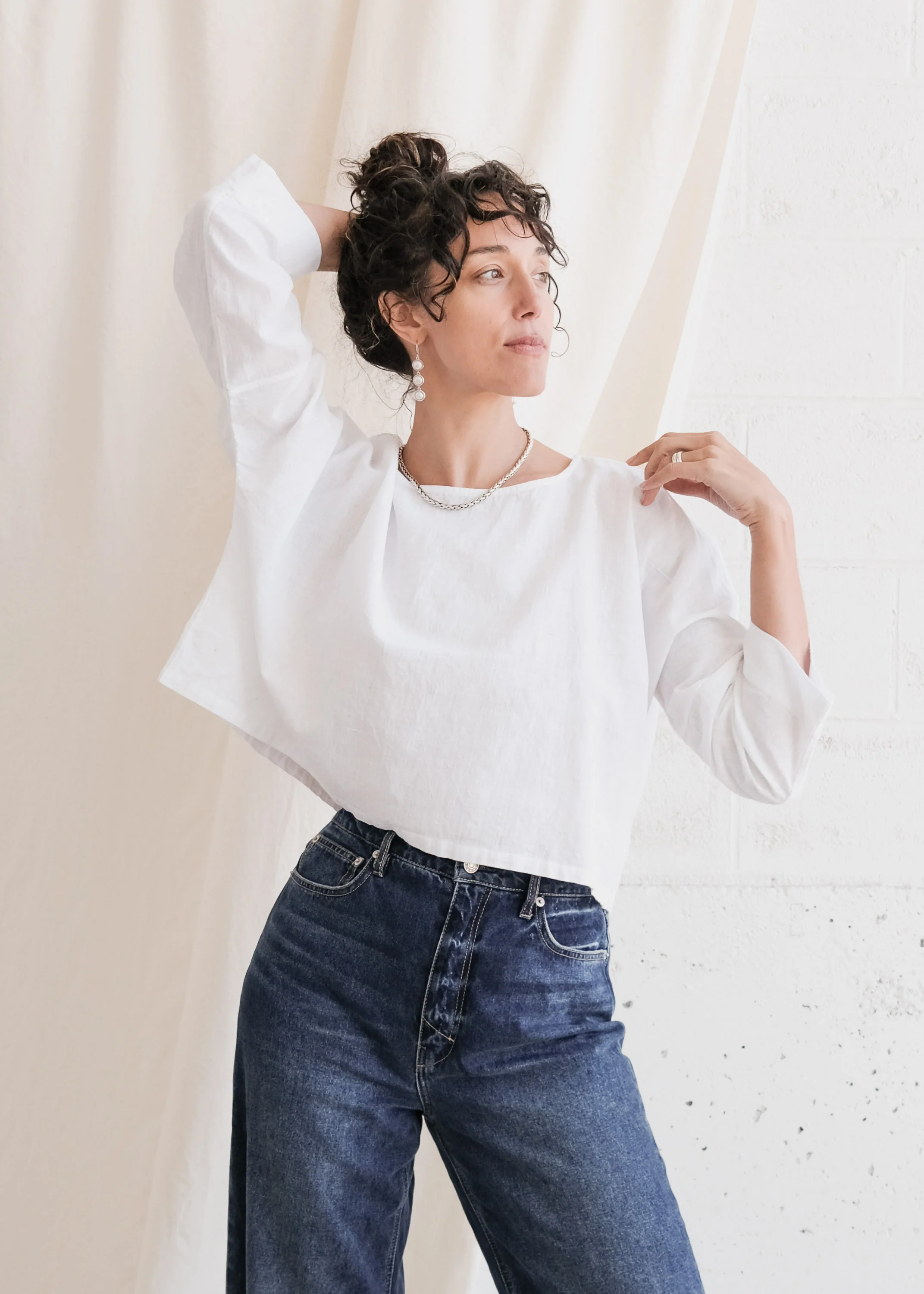 Chaya Top - Handspun Handwoven Cotton - White - Image 2