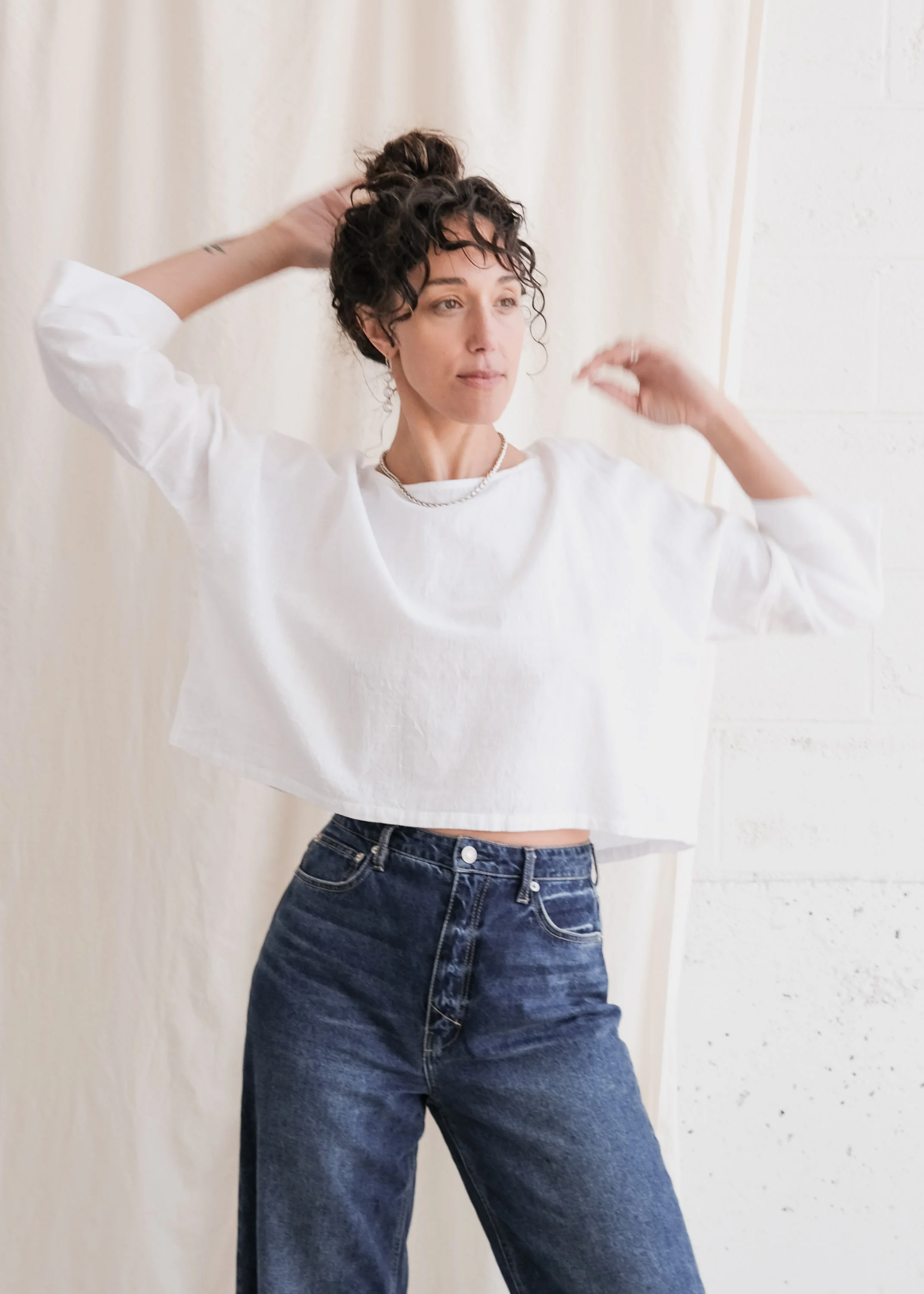 Chaya Top - Handspun Handwoven Cotton - White - Image 3