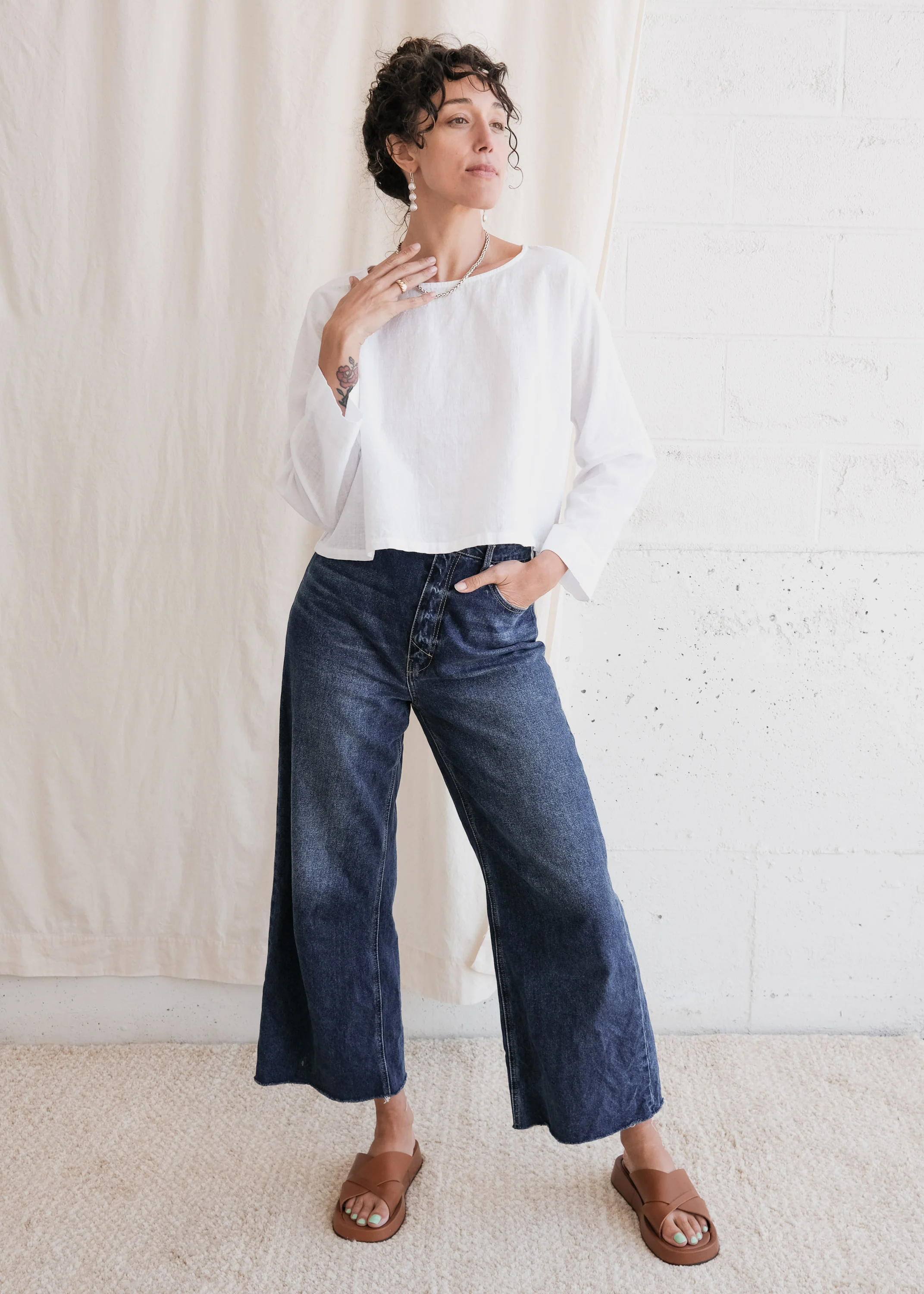 Chaya Top - Handspun Handwoven Cotton - White - Image 4