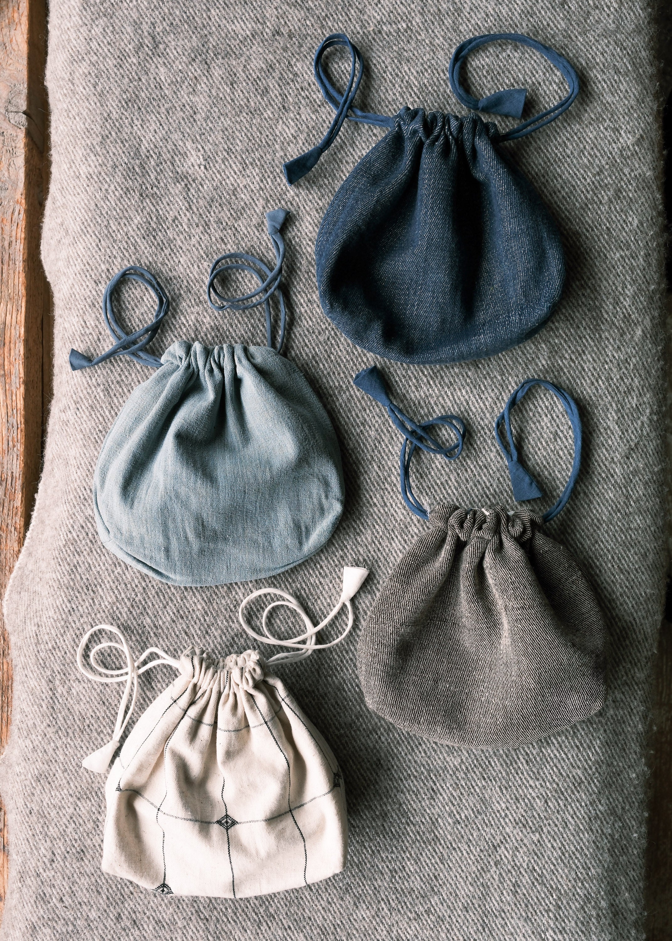 Drawstring Bag - Handwoven Cotton - Birch - Image 2