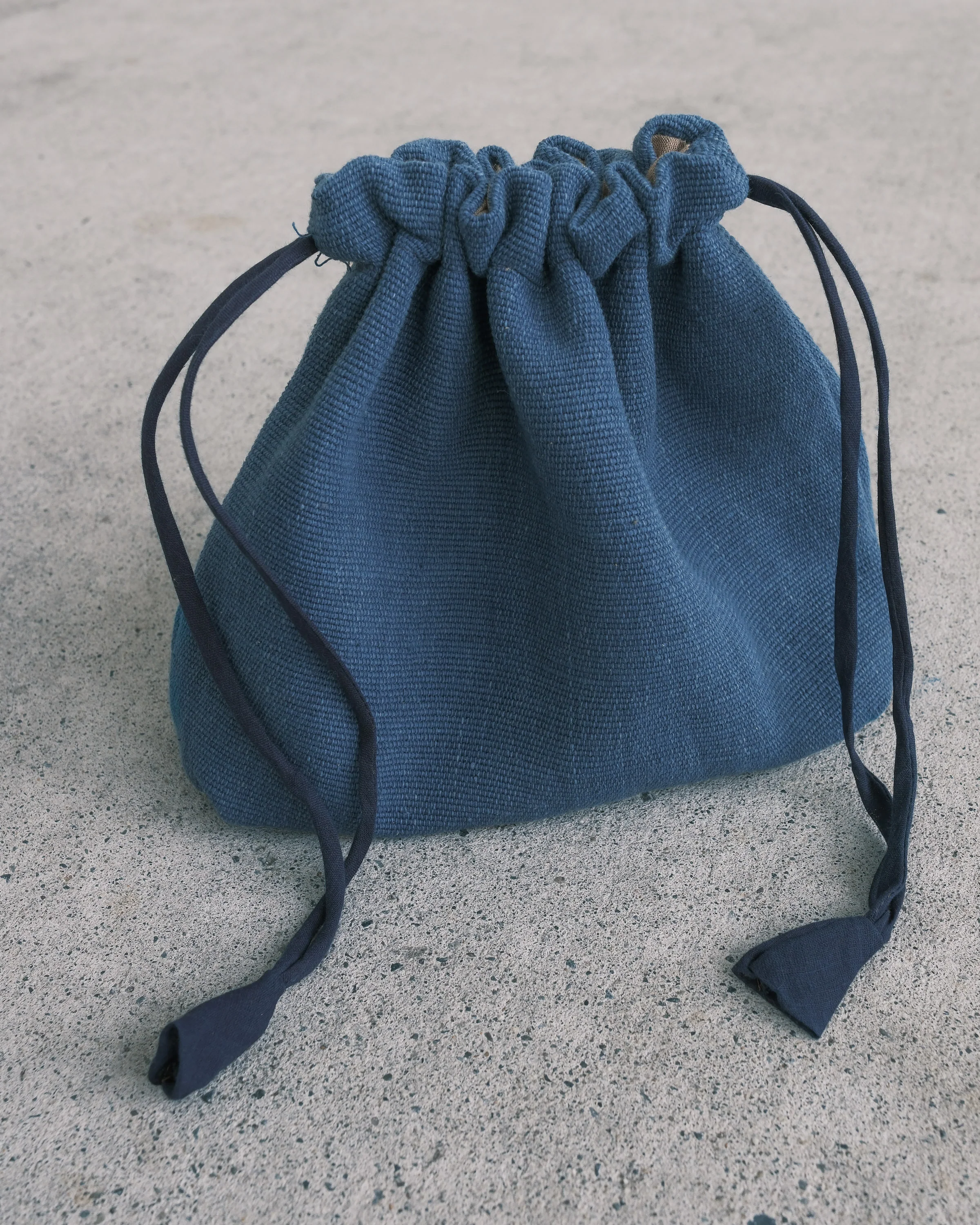 Drawstring Bag - Handwoven Cotton - Indigo - Image 4