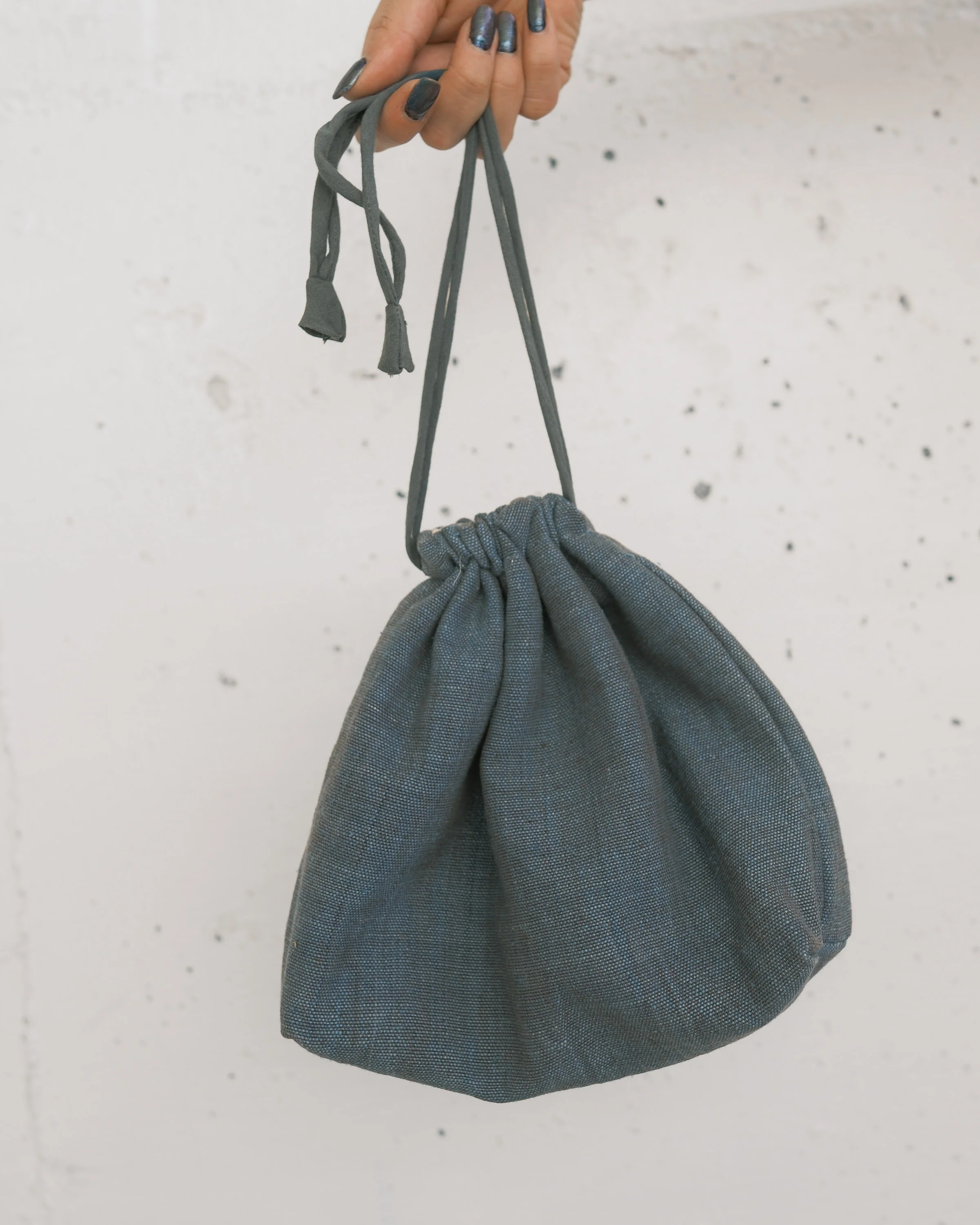 Drawstring Bag - Handwoven Cotton - Indigo Night - Image 8