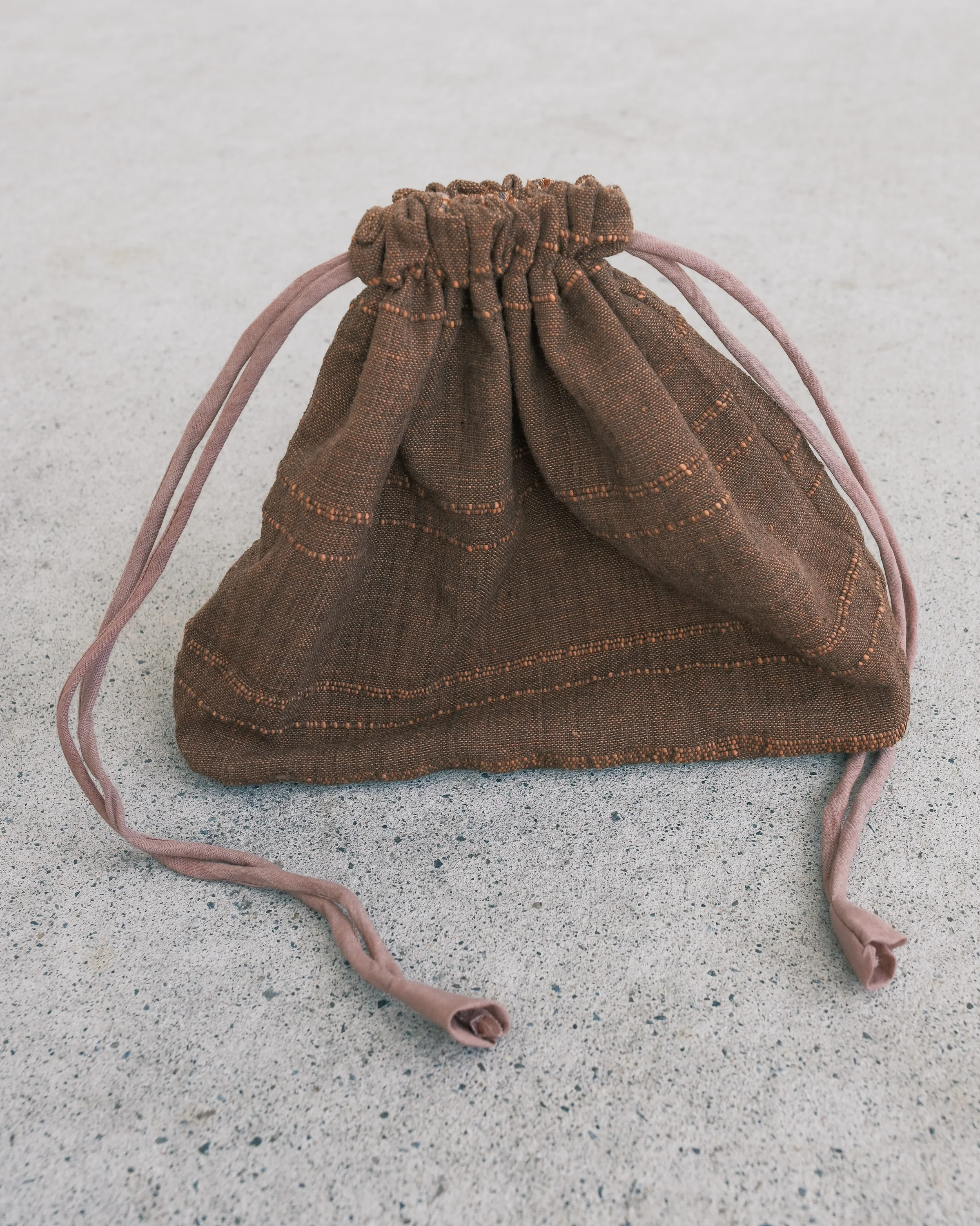 Drawstring Bag - Handwoven Cotton - Rosewood - Image 6