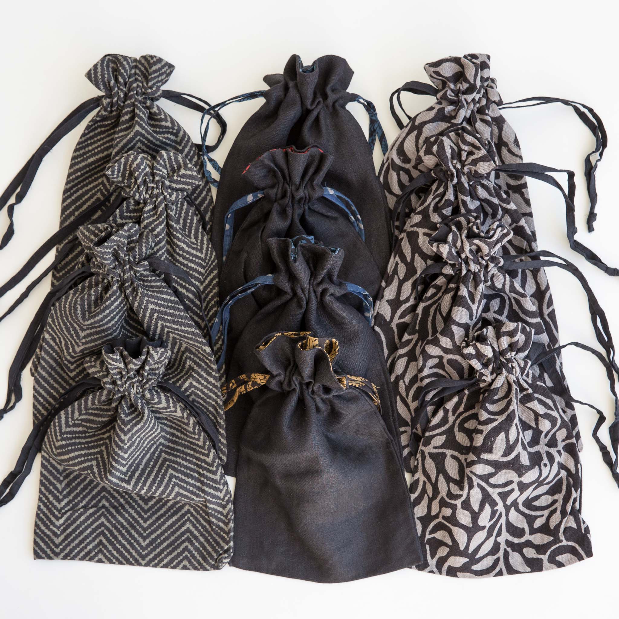 Drawstring Bag - Large - Set of 12 - Charcoal & Stone