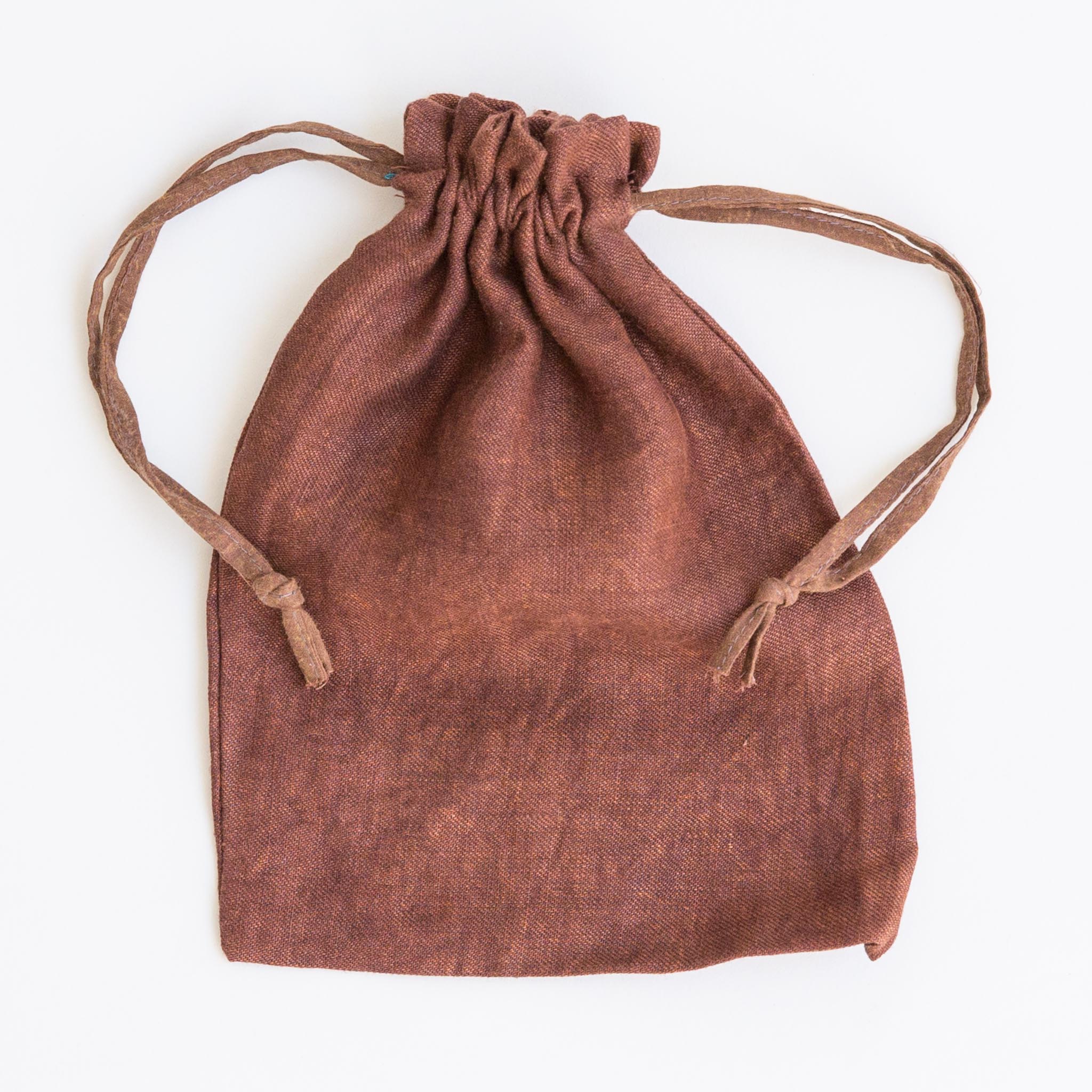 Drawstring Bag - Medium - Brick & Burgundy
