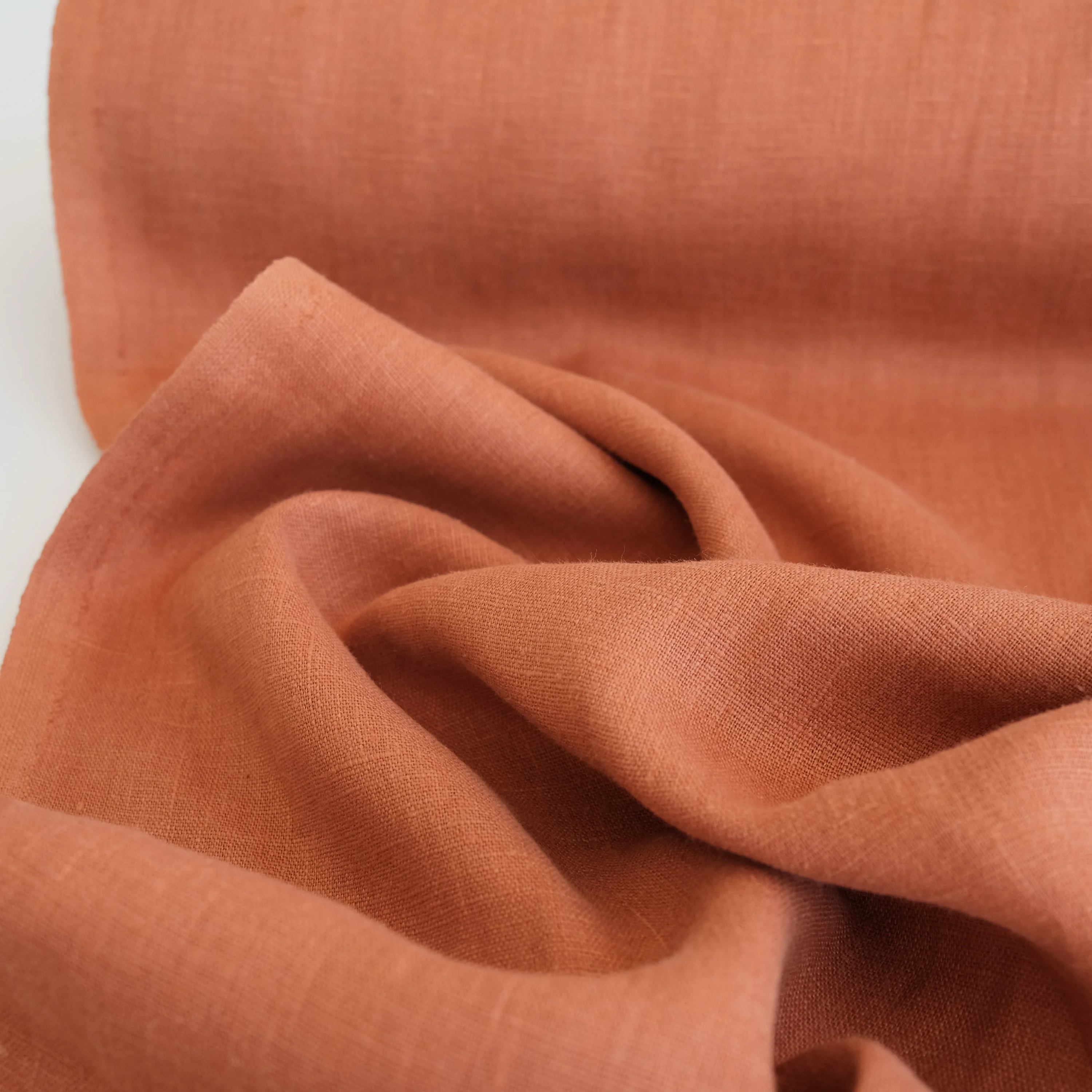 Fabric - Maiwa's Laundered Linen - Tangerine - Image 2