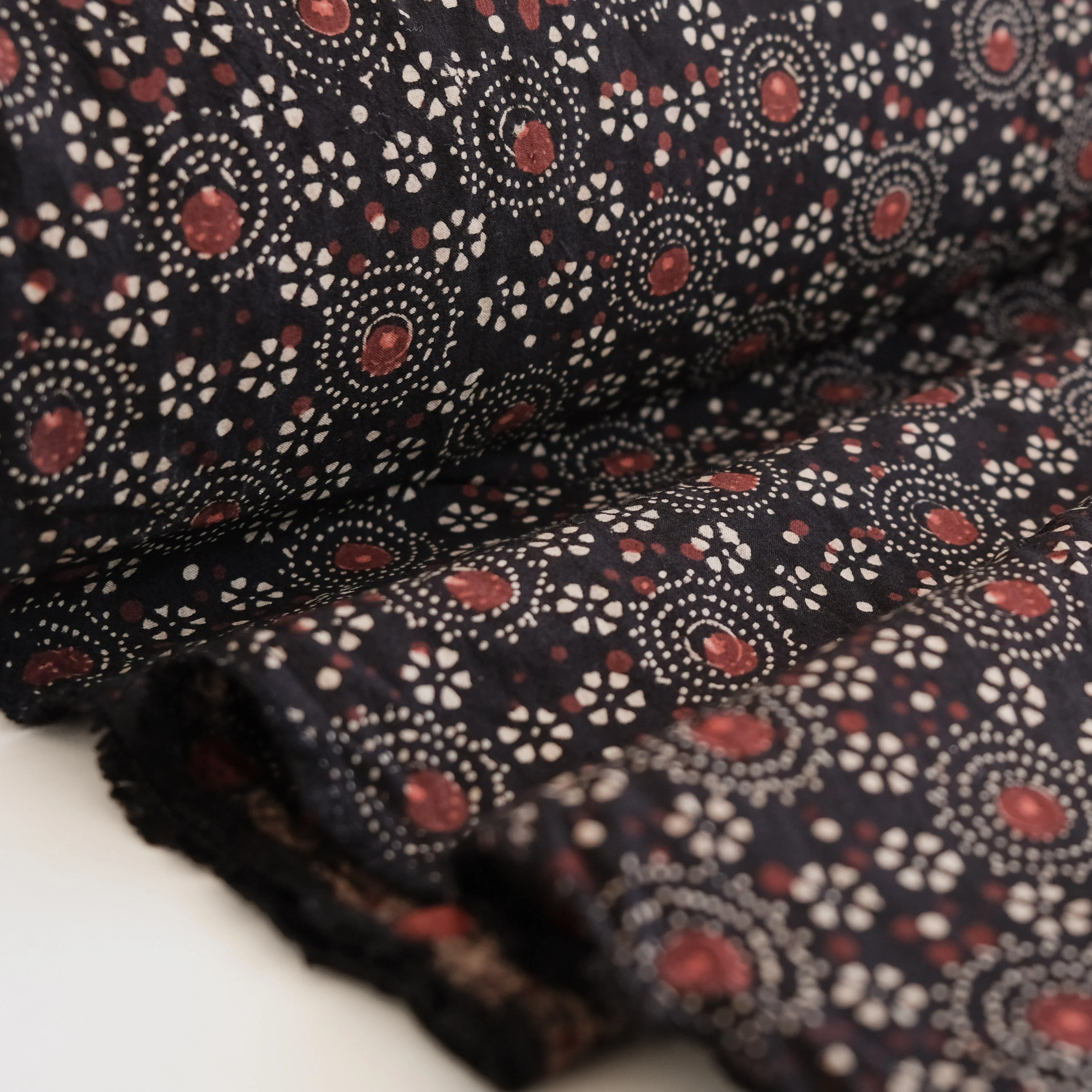 Fabric - Organic Cotton Block Printed with Natural Dyes - Floating Petals - Image 3