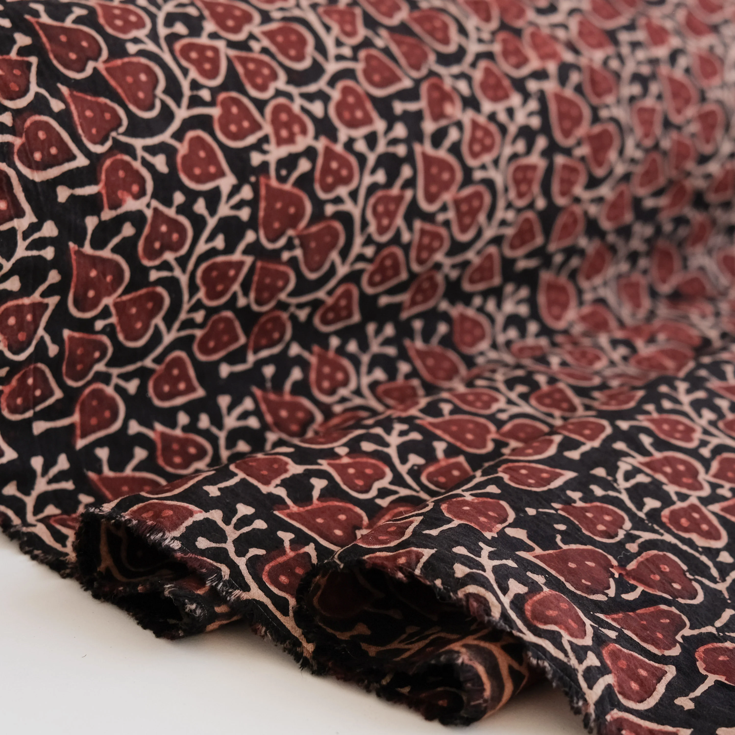 Fabric - Organic Cotton Block Printed with Natural Dyes - Heart Leaf - Image 3