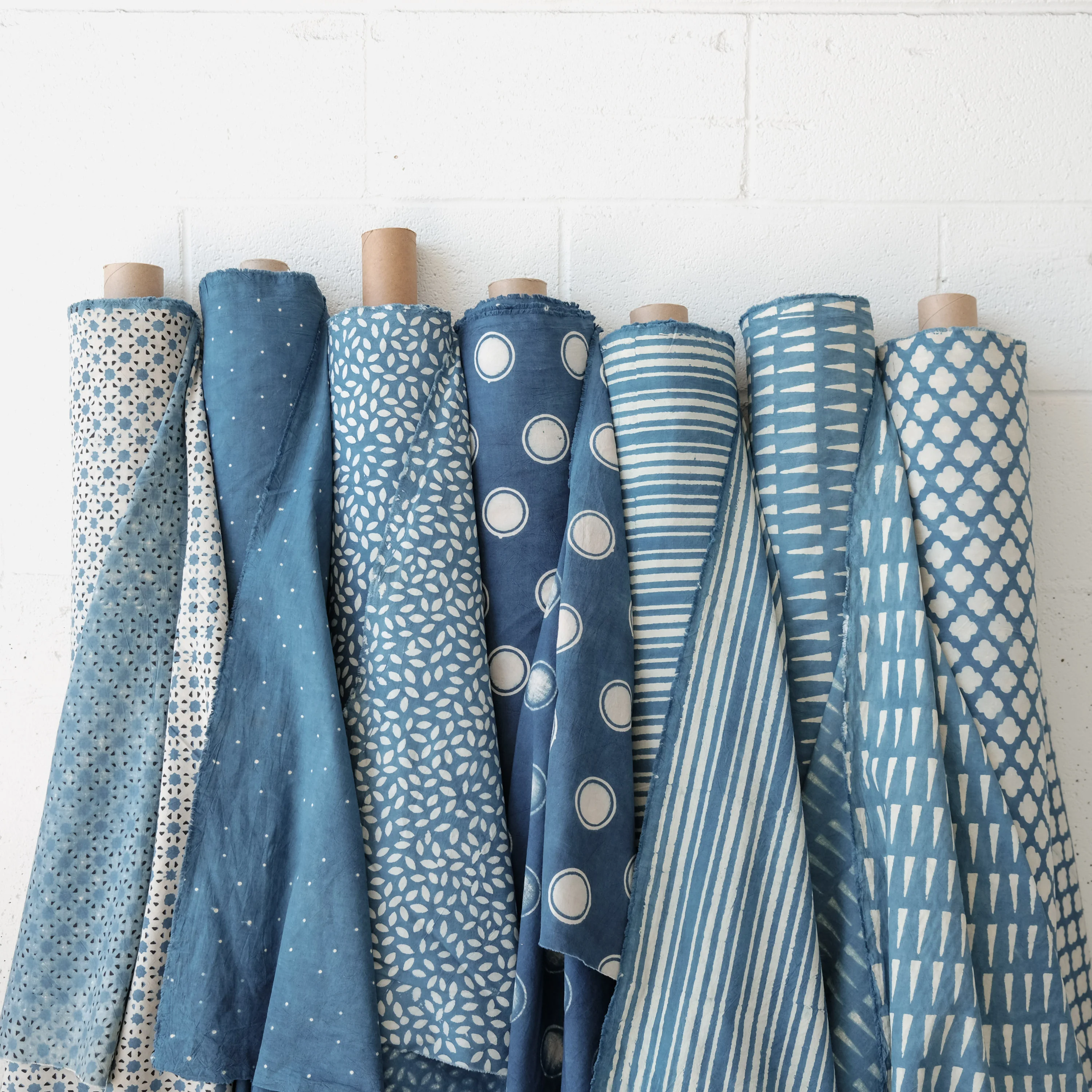 Fabric - Organic Cotton Block Printed with Natural Dyes - Indigo Petals - Image 5