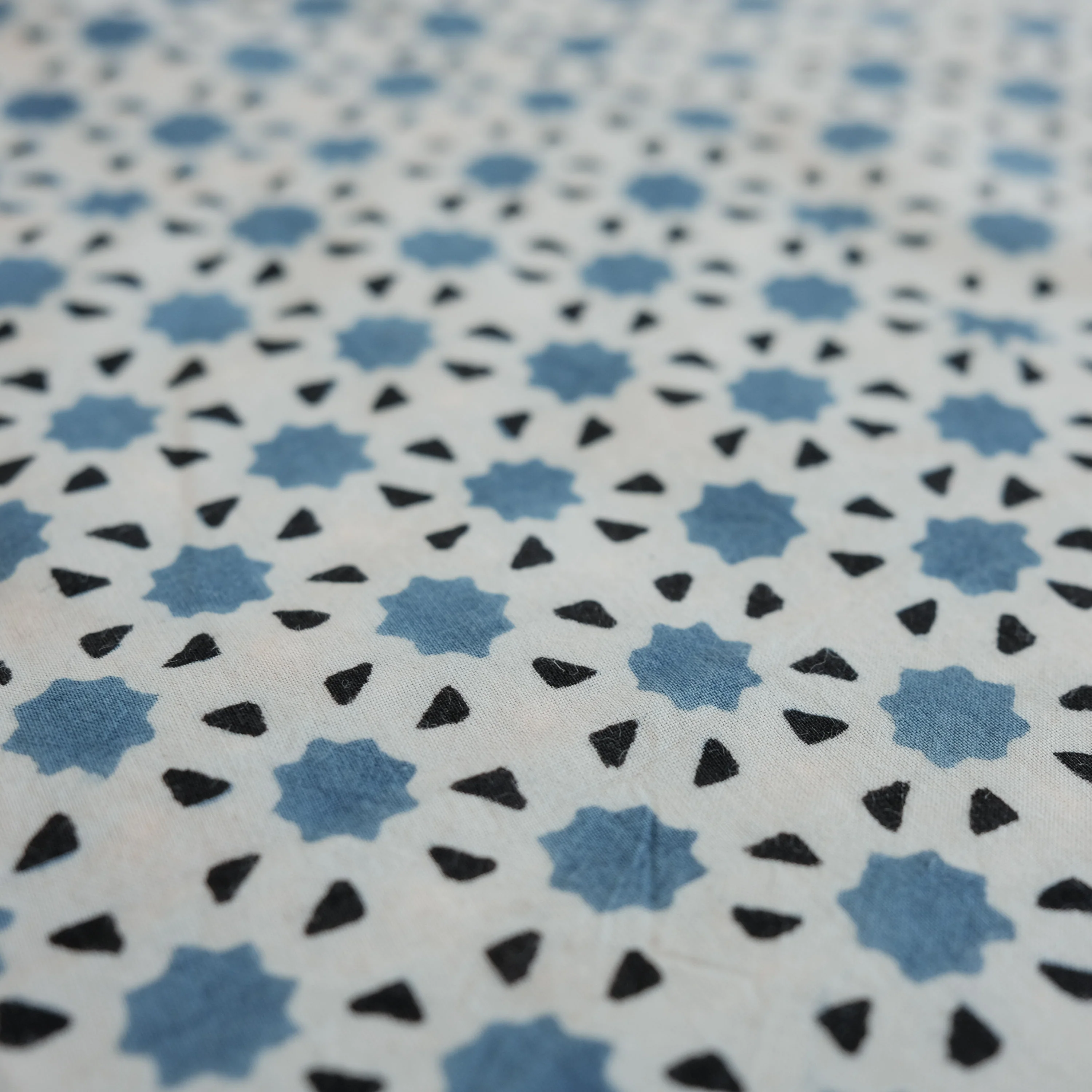 Fabric - Organic Cotton Block Printed with Natural Dyes - Indigo Star Map - Image 4