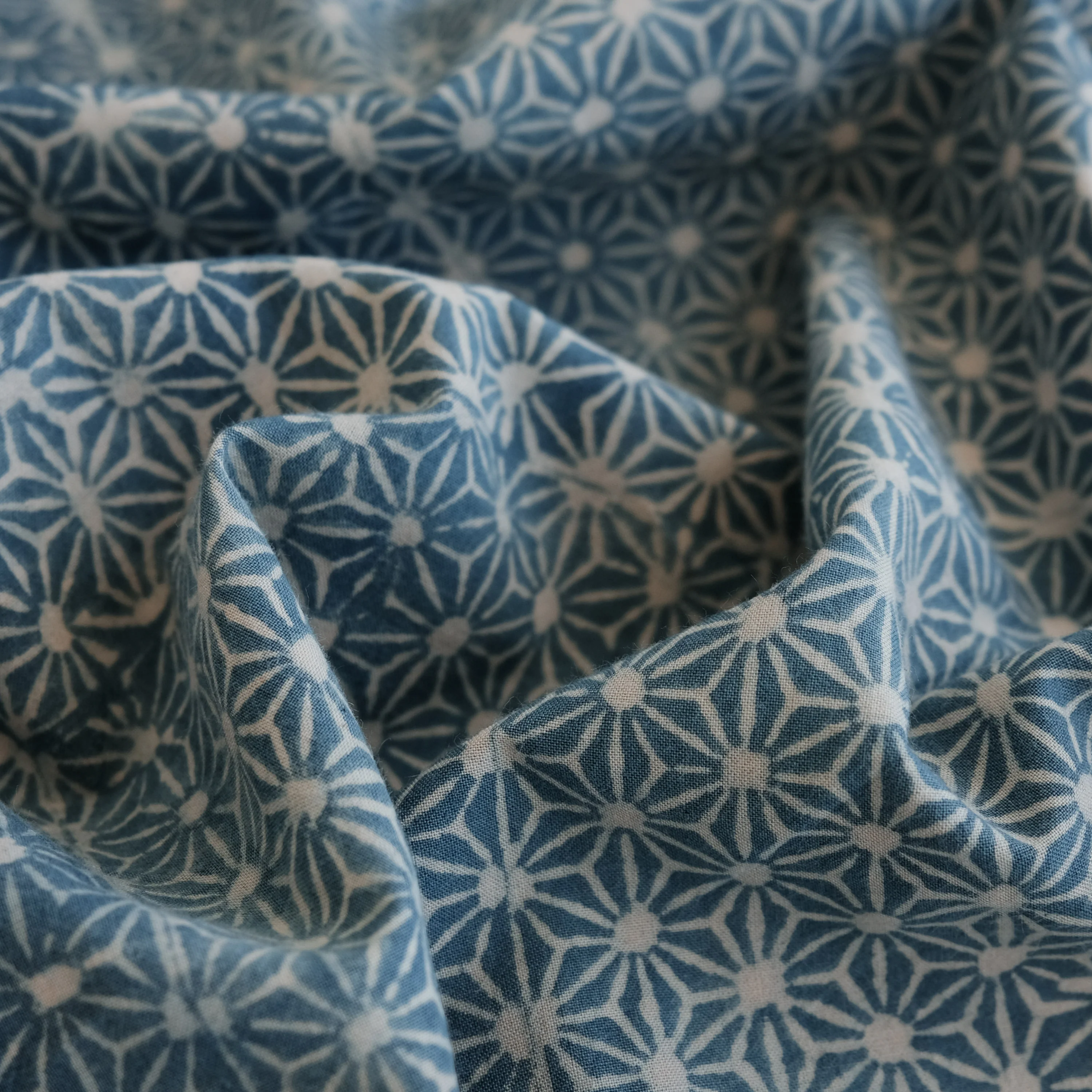 Fabric - Organic Cotton Block Printed with Natural Dyes - Indigo Tessellate - Image 2