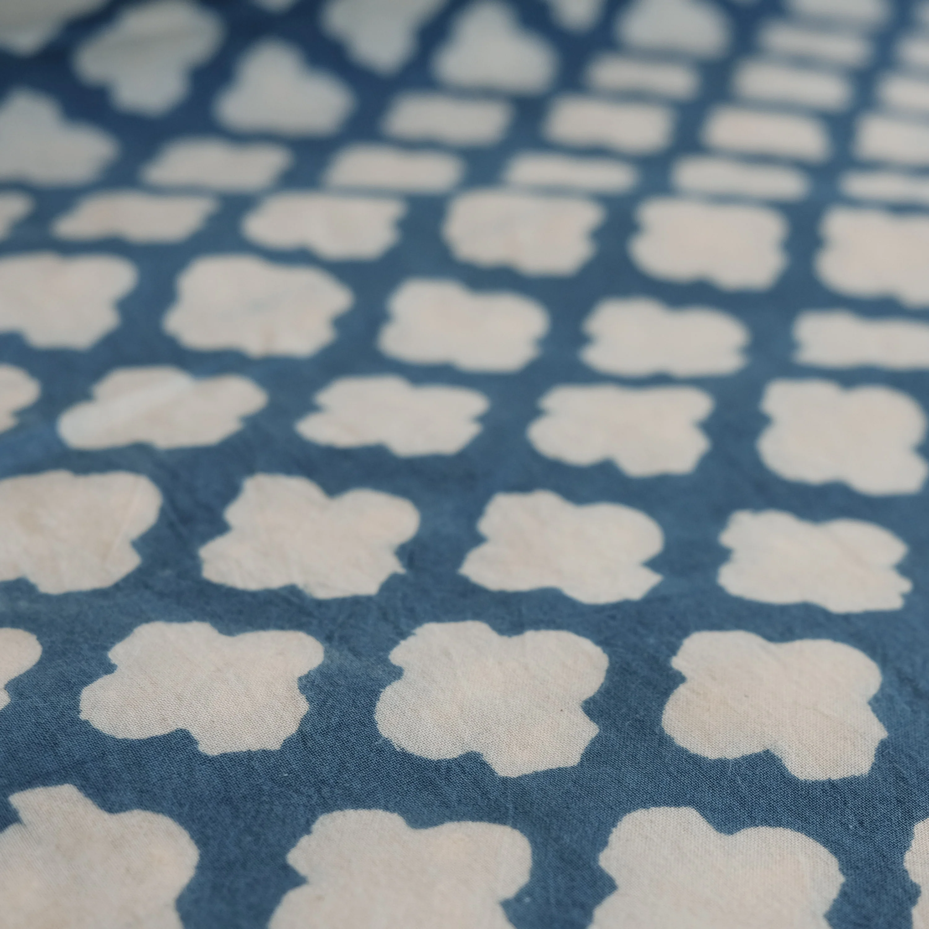 Fabric - Organic Cotton Block Printed with Natural Dyes - Indigo Cloud - Image 4