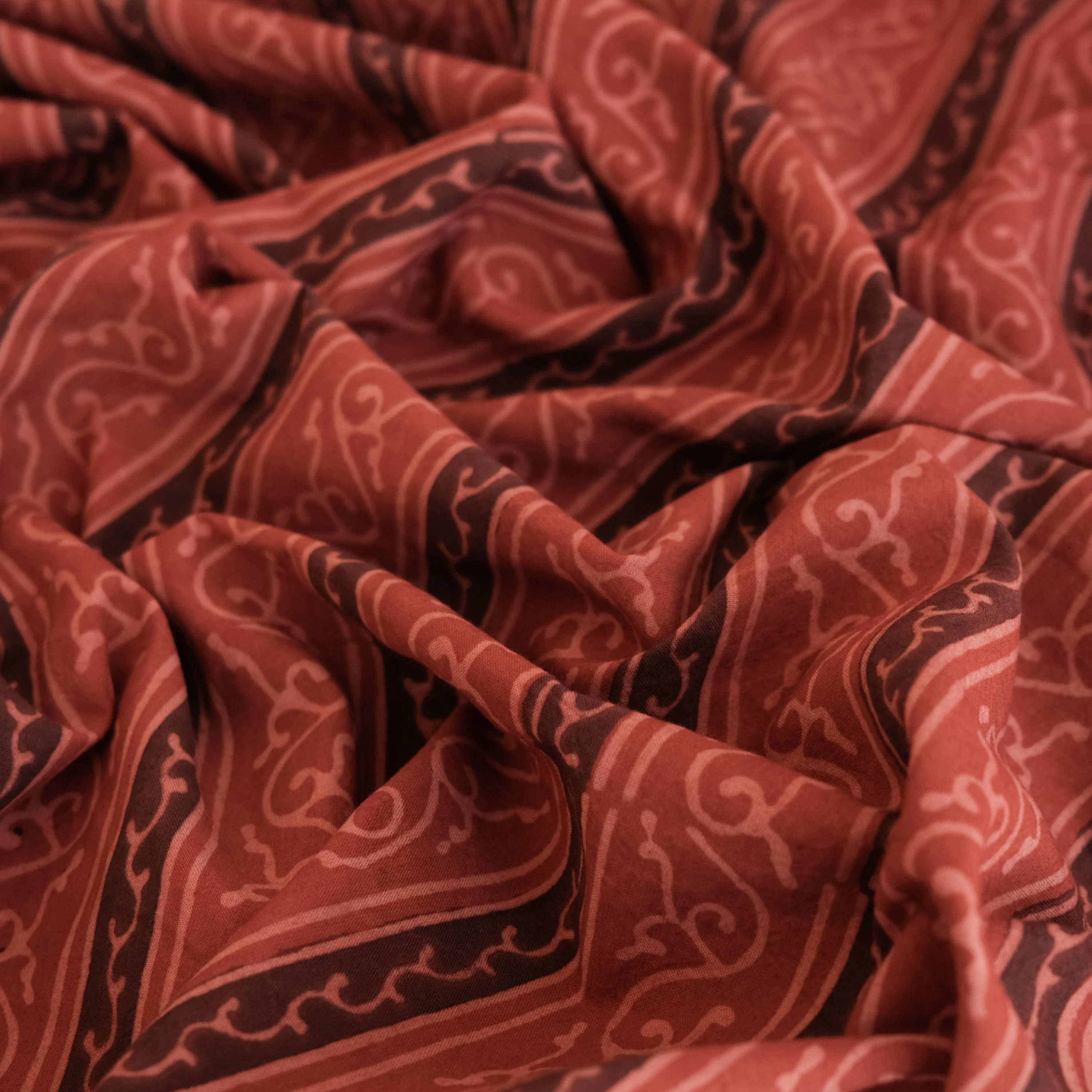 Fabric - Organic Cotton Block Printed with Natural Dyes - Madder Botanical Stripe - Image 4