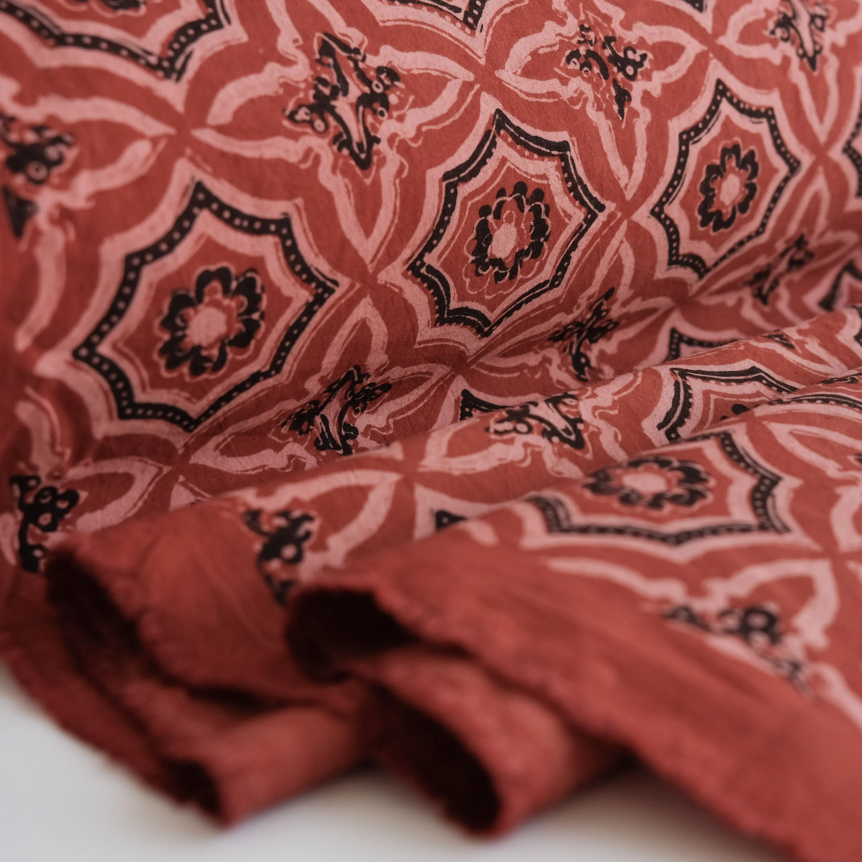 Fabric - Organic Cotton Block Printed with Natural Dyes - Madder Kaleidoscope - Image 3