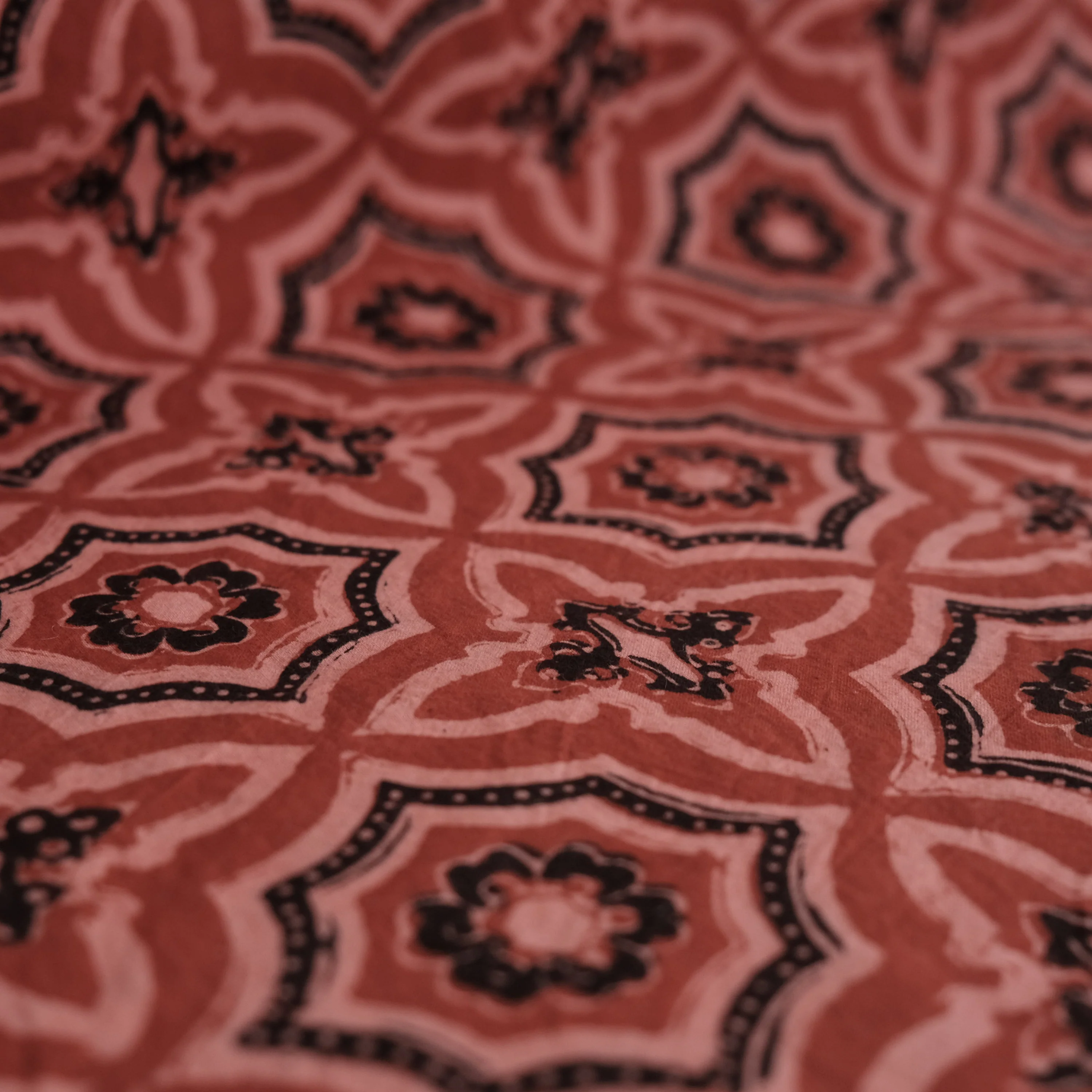 Fabric - Organic Cotton Block Printed with Natural Dyes - Madder Kaleidoscope - Image 4