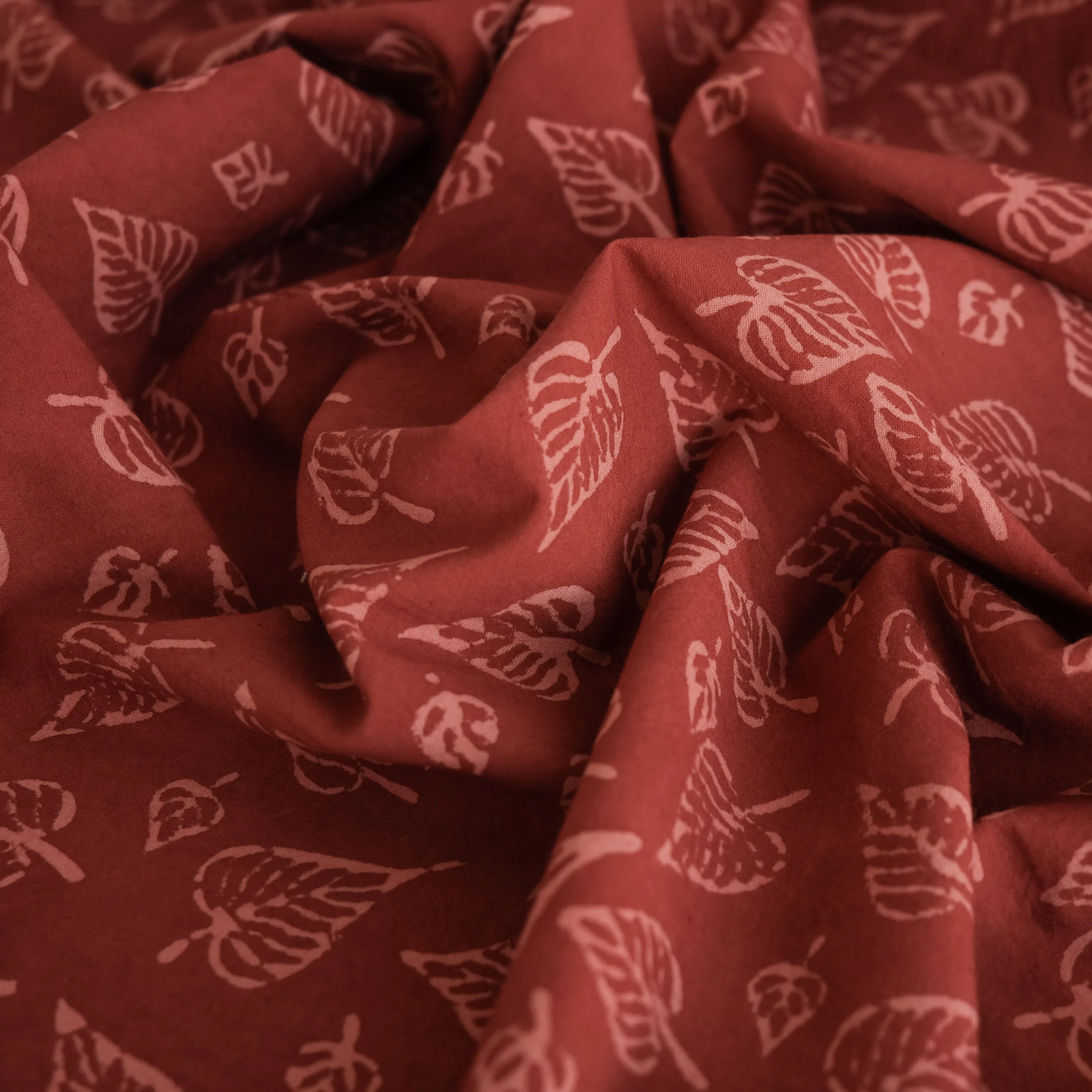 Fabric - Organic Cotton Block Printed with Natural Dyes - Madder Leaf - Image 2