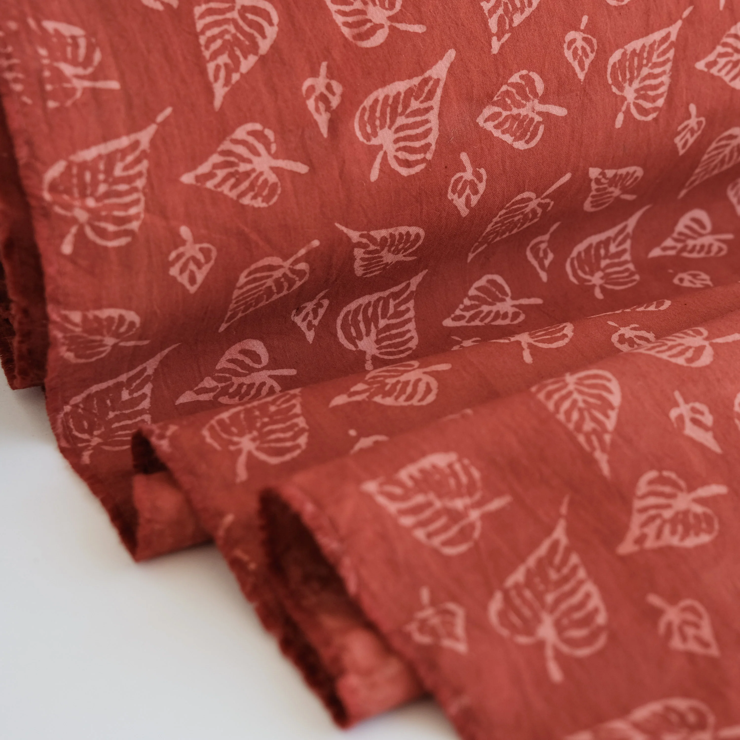 Fabric - Organic Cotton Block Printed with Natural Dyes - Madder Leaf - Image 3