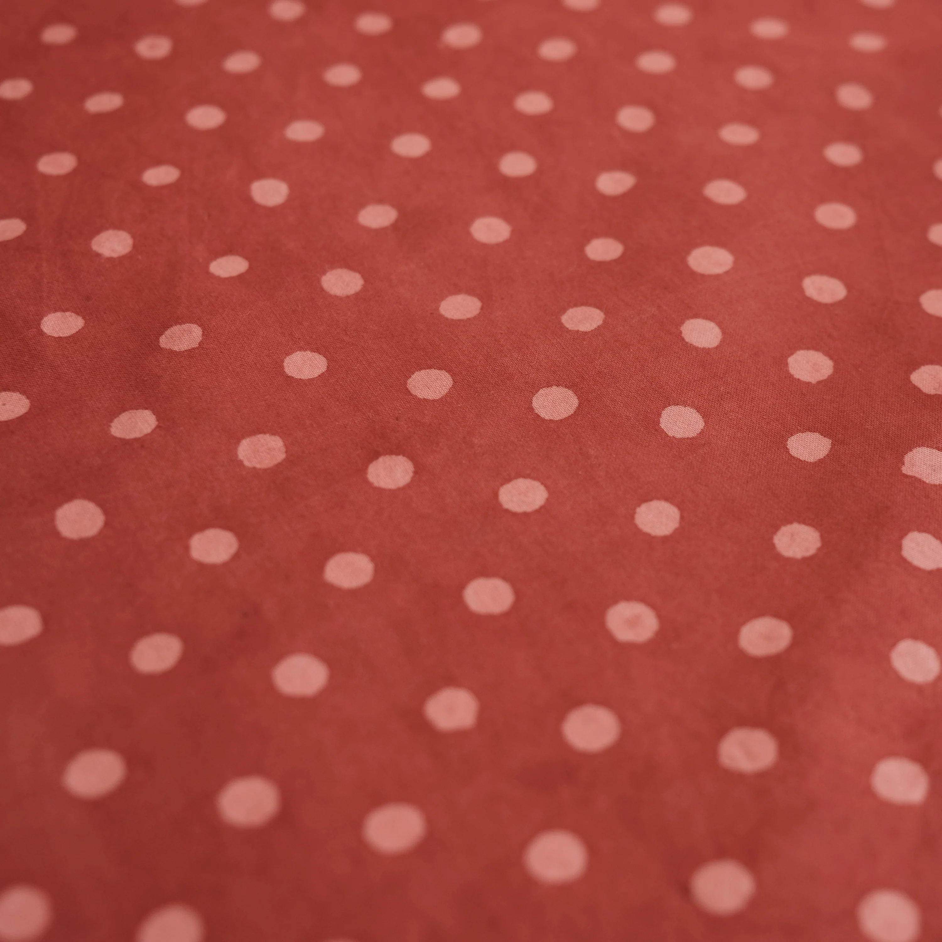 Fabric - Organic Cotton Block Printed with Natural Dyes - Madder Polka Dots - Image 4