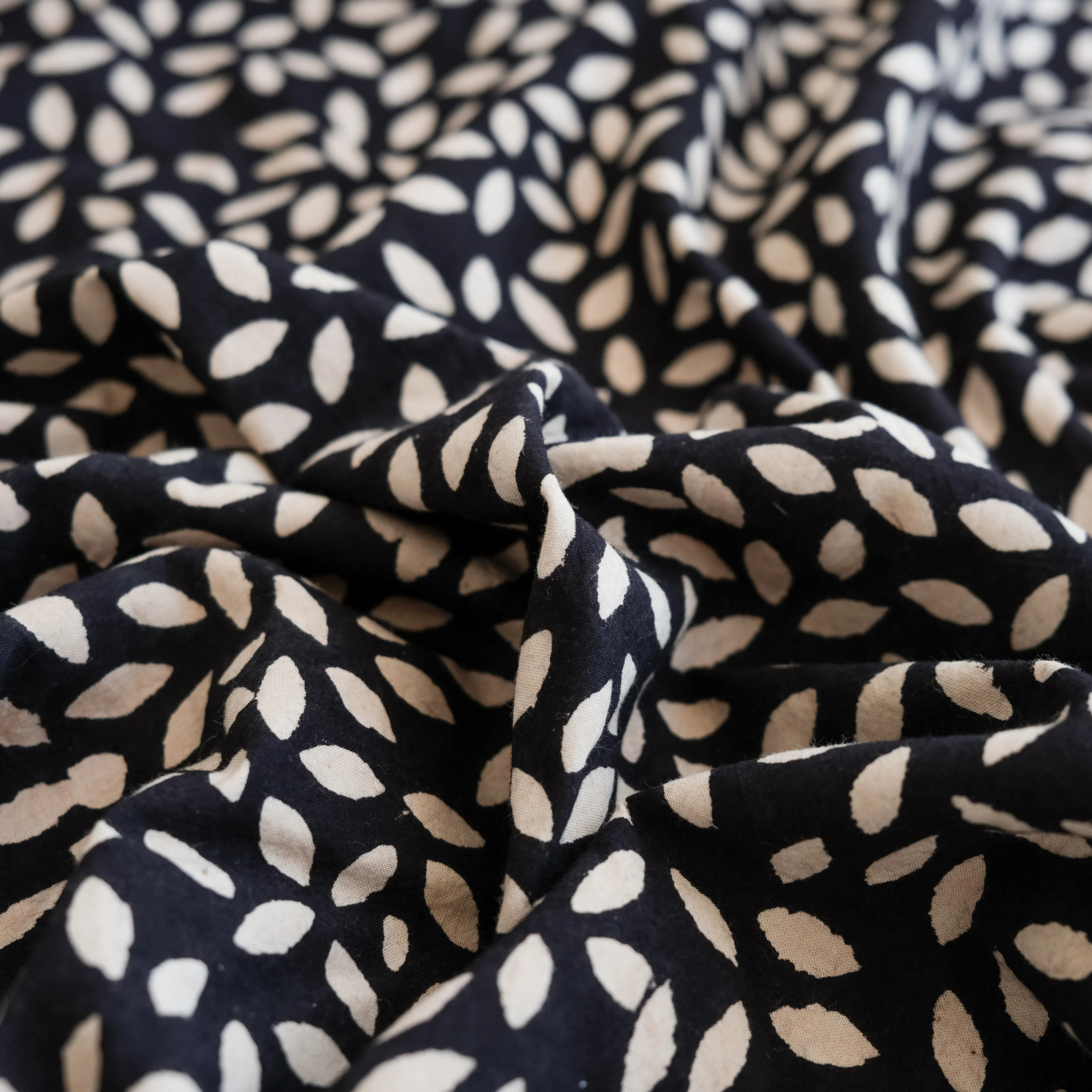 Fabric - Organic Cotton Block Printed with Natural Dyes - Night Petals - Image 2